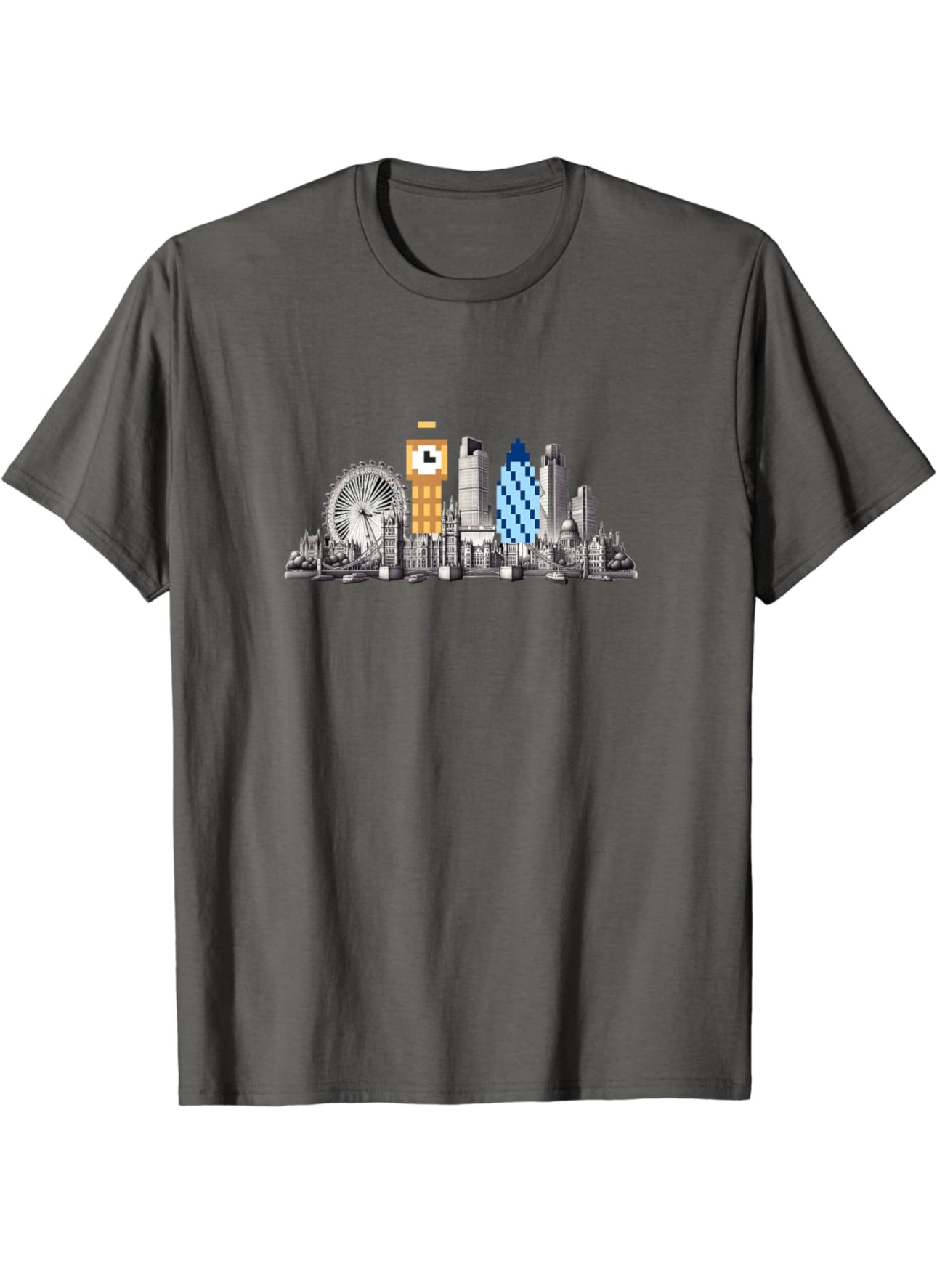 London Skyline With Pixelated Big Ben and Gherkin T-Shirt t-shirt