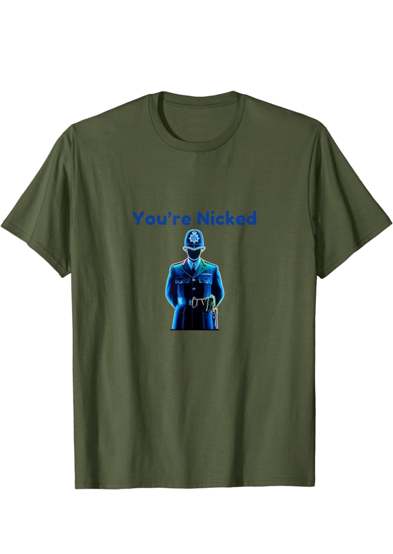 You’re Nicked - British Police Officer In Neon Blue T-Shirt t-shirt