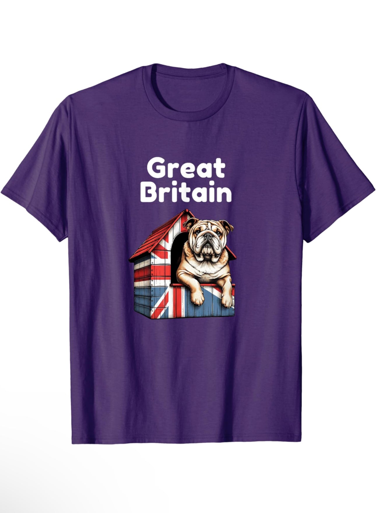 British Bulldog & Union Jack Dog House – UK Flag Graphic T-Shirt t-shirt
