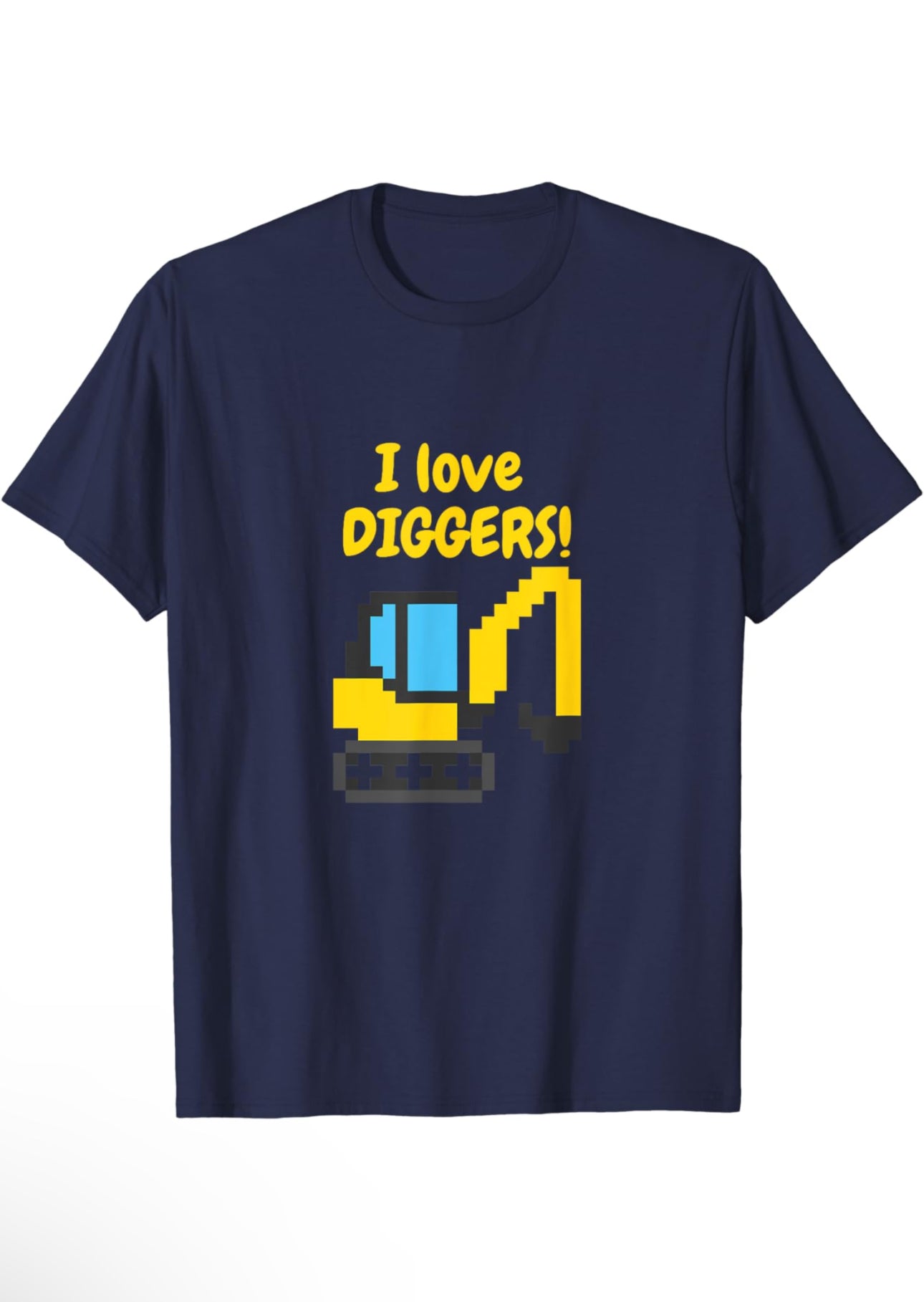 I Love Diggers - Pixelated Yellow Design - Short Sleeve T-Shirt t-shirt