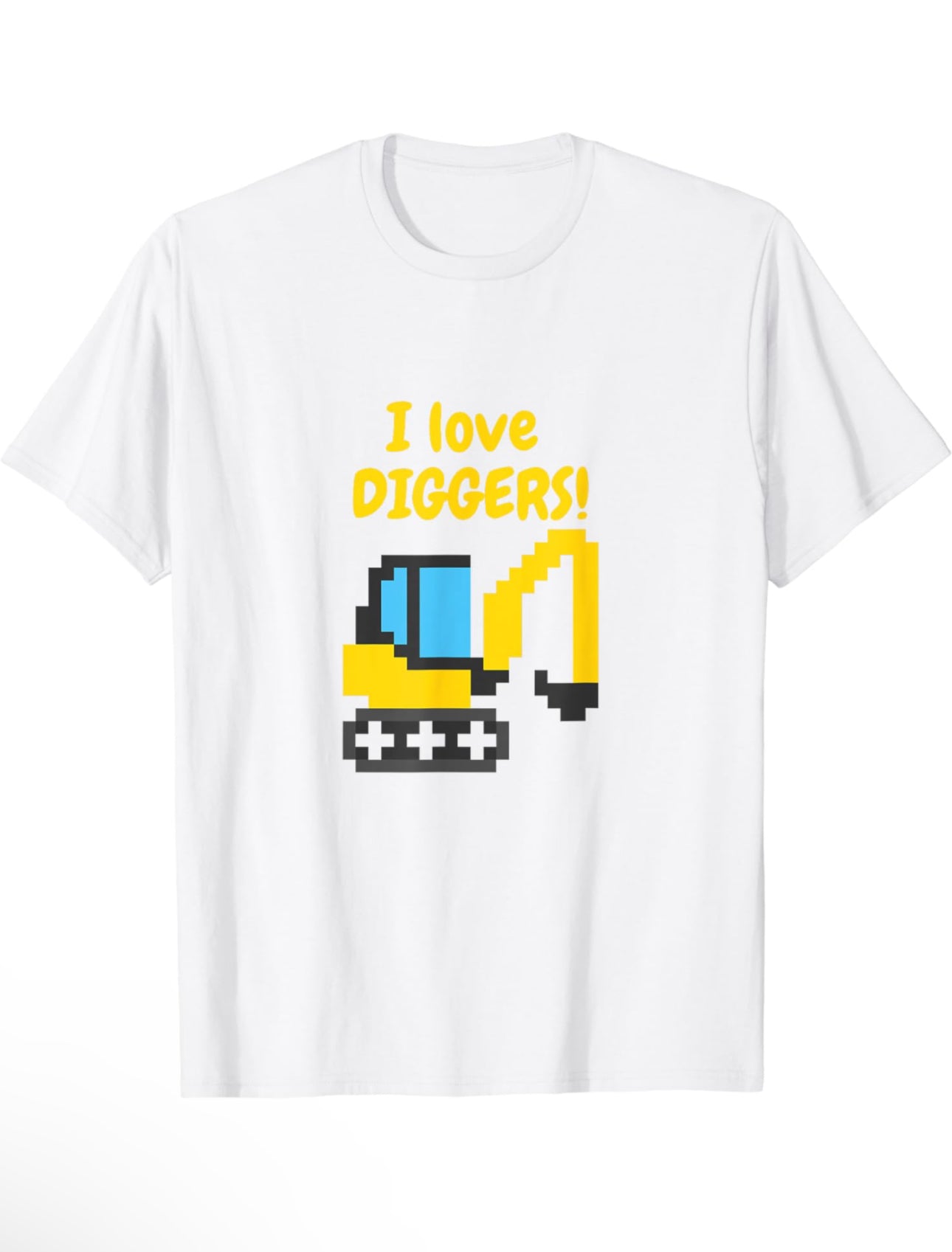 I Love Diggers - Pixelated Yellow Design - Short Sleeve T-Shirt t-shirt