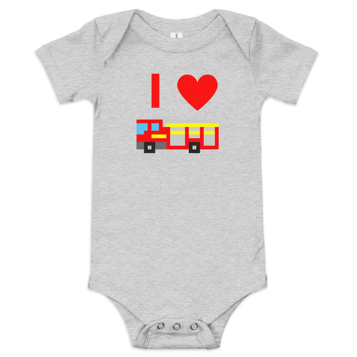 I Heart Fire Truck baby onesie – cute firefighter bodysuit for babies