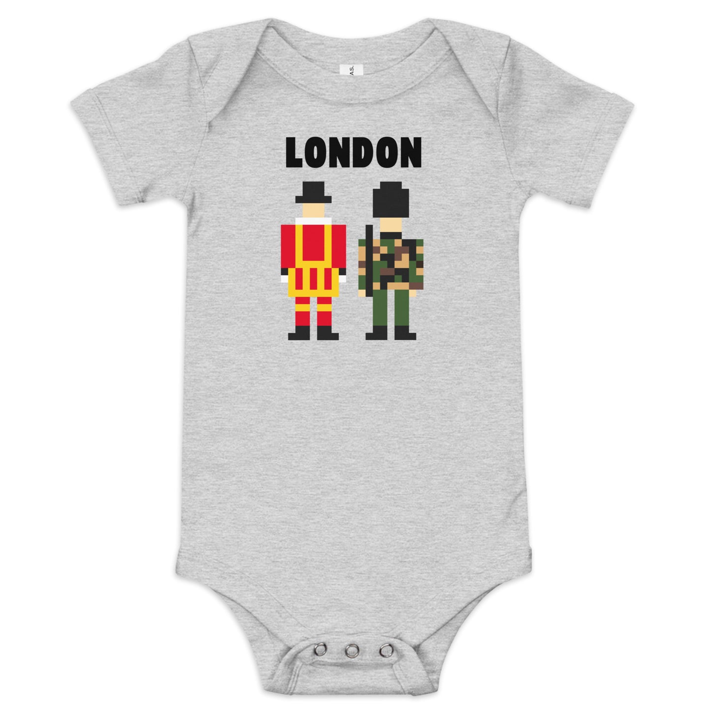 Royal Guard of London Baby Onesie – Attention Soldiers UK Souvenir Bodysuit Athletic Heather Babygrow