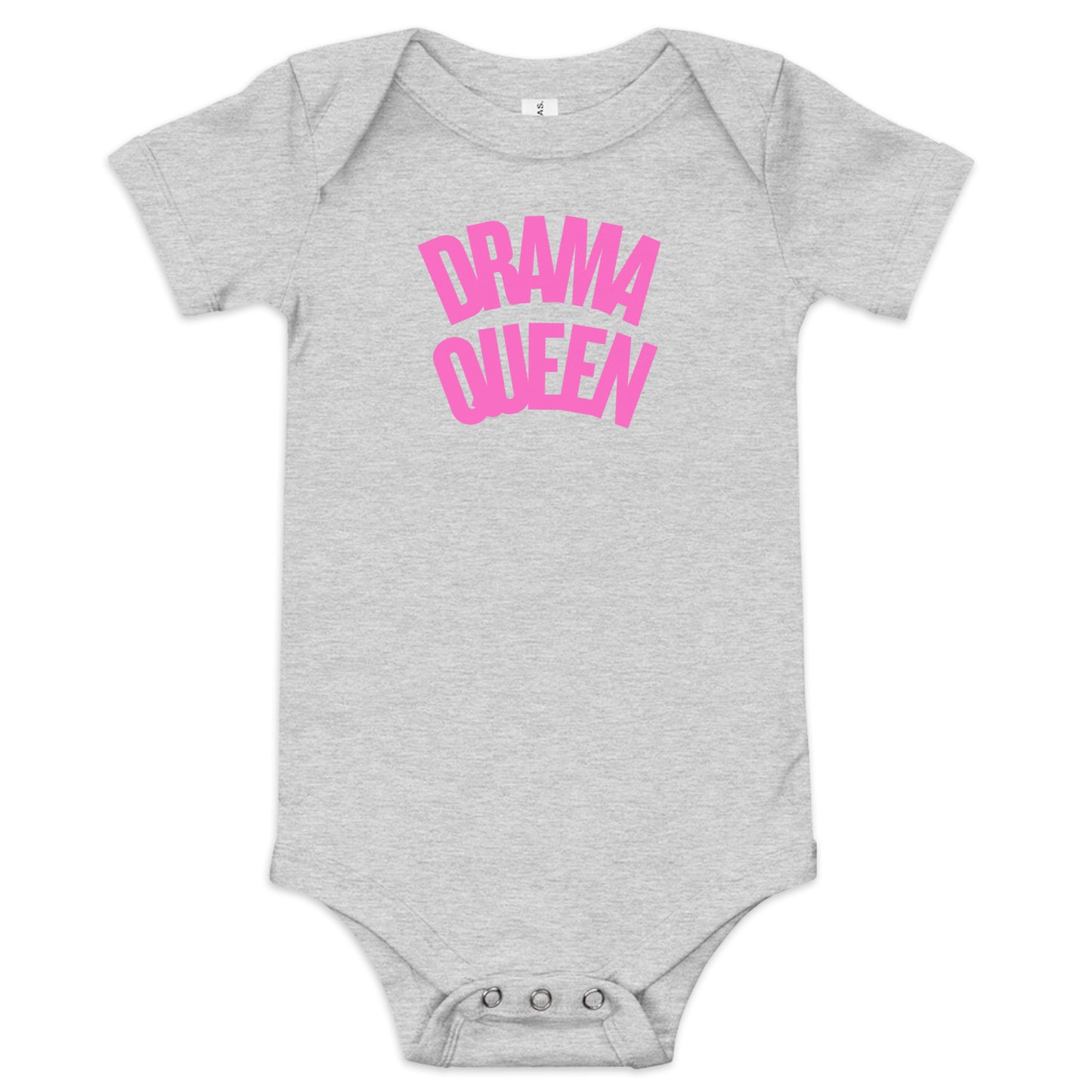 Funny pink text Drama Queen baby onesie, soft cotton bodysuit for girls.