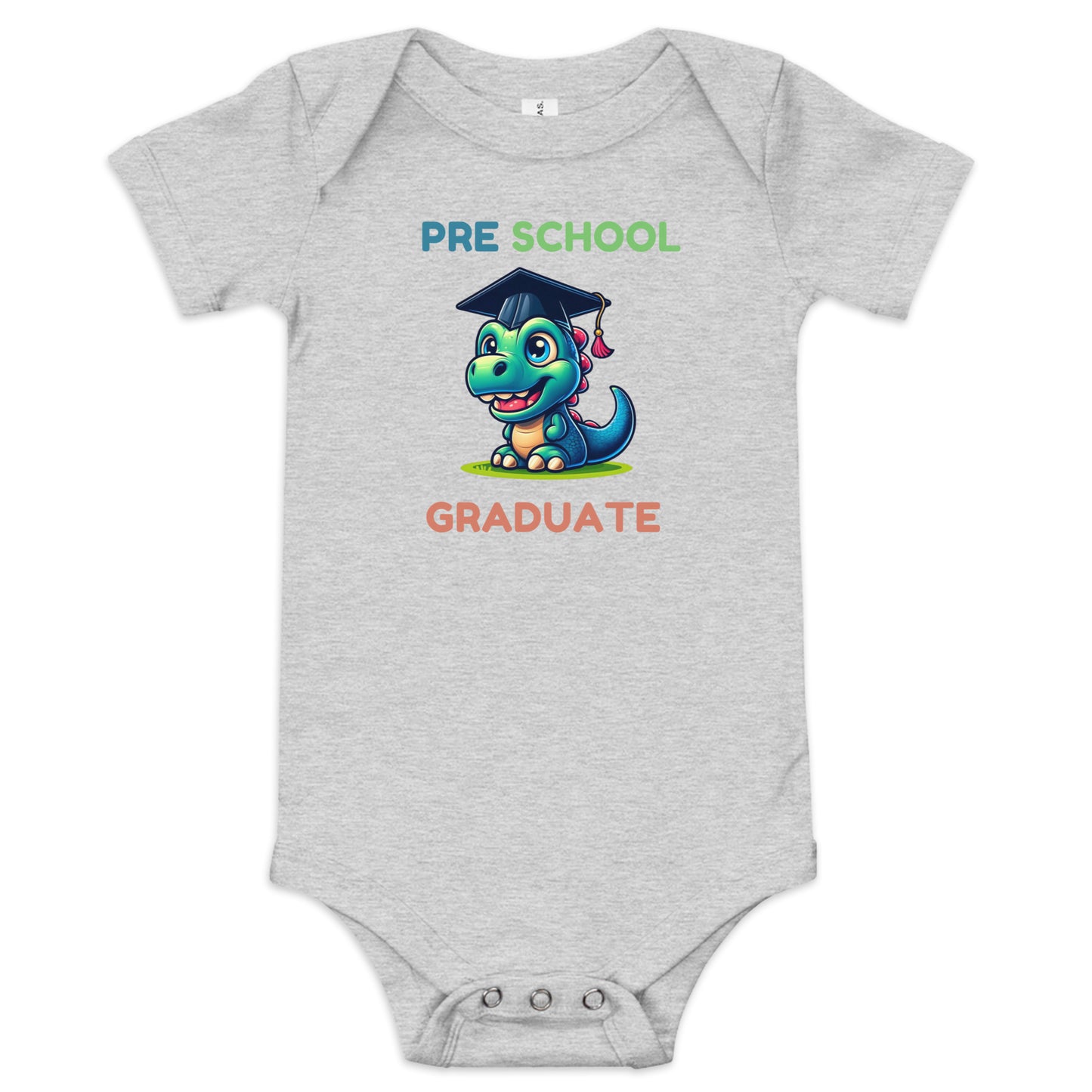 Pre School Graduate Baby short sleeve one piece Athletic Heather Babygrow