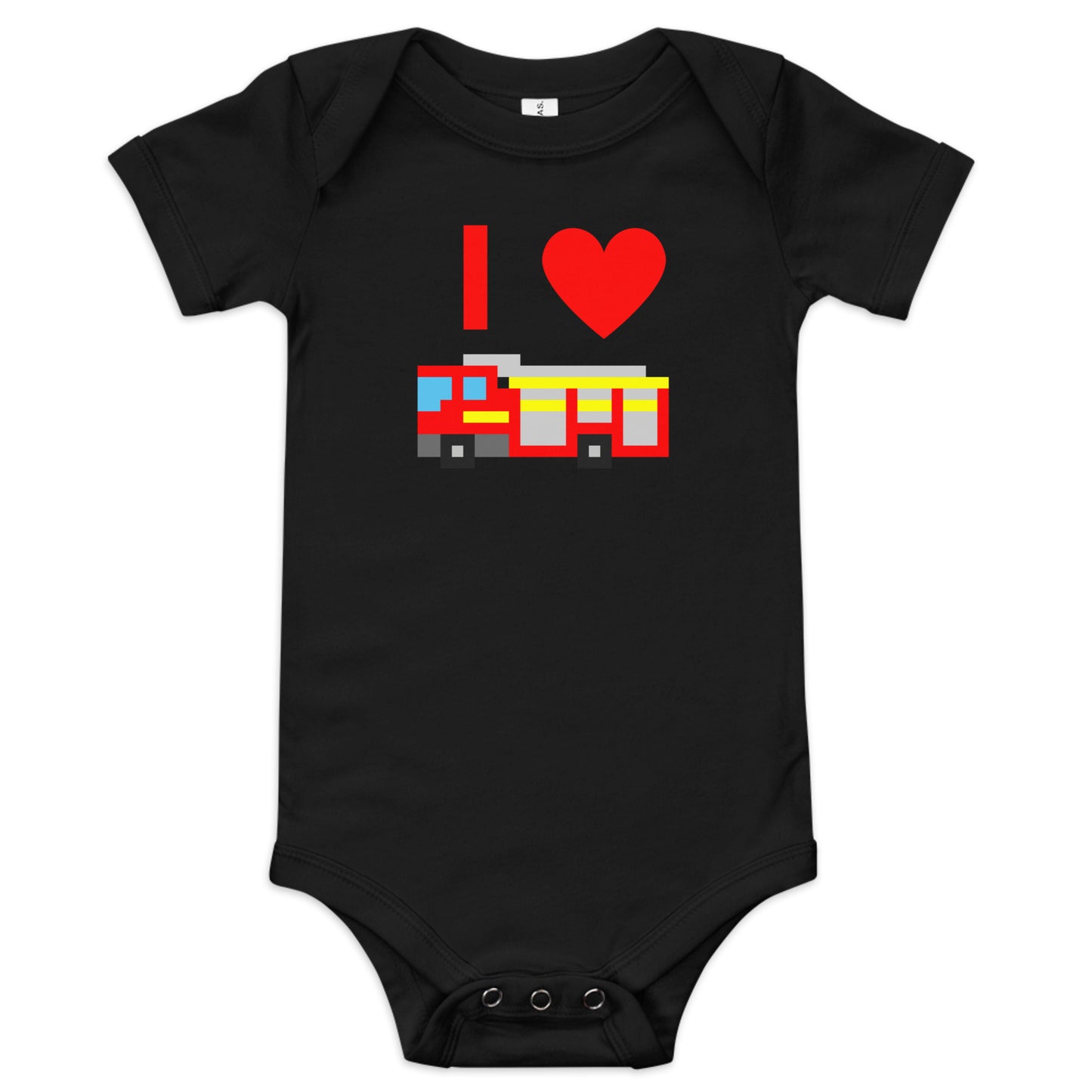 I Heart Fire Truck baby onesie – cute firefighter bodysuit for babies