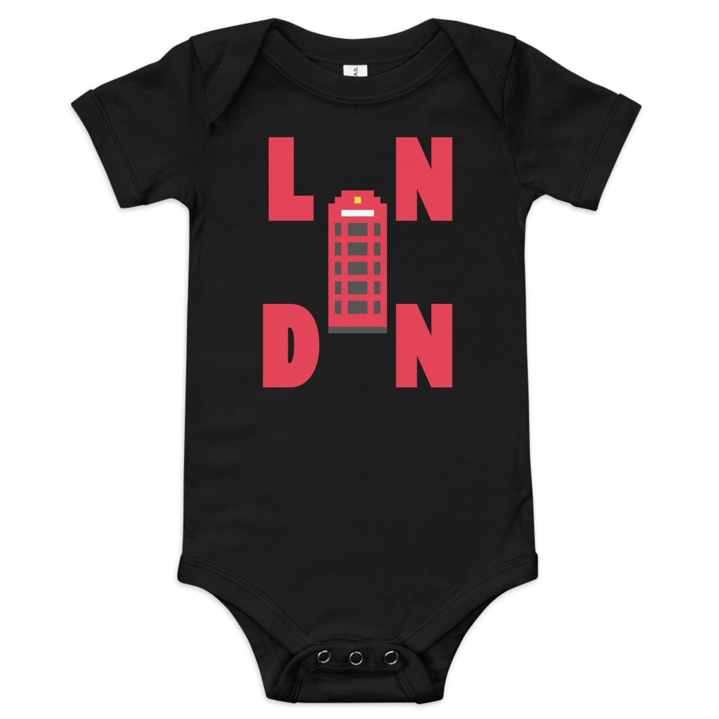 London red telephone box baby onesie – LNDN souvenir bodysuit with short sleeves