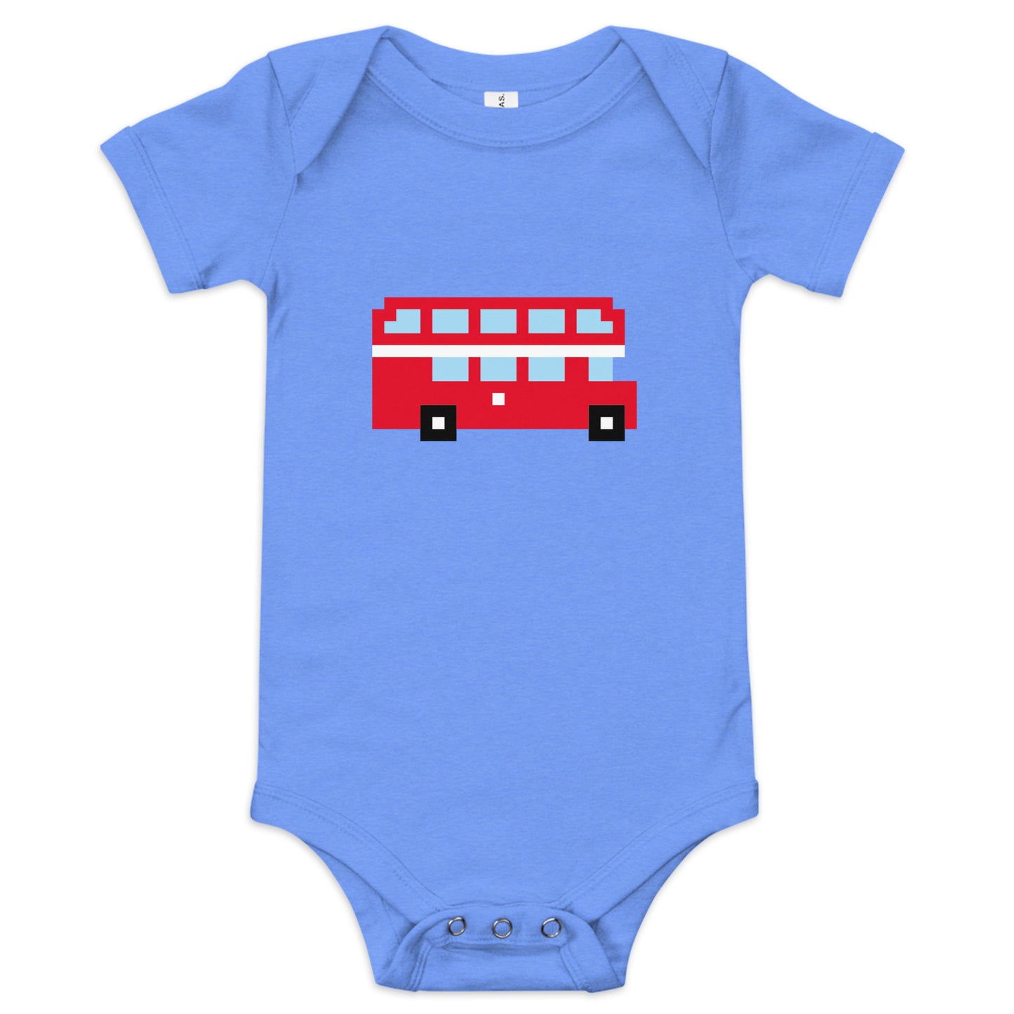 London Double Decker Red Bus - Baby short sleeve one piece Heather Columbia Blue Babygrow