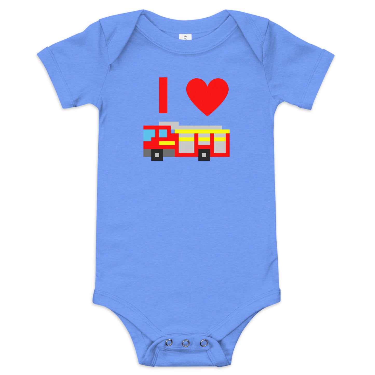 I Heart Fire Truck baby onesie – cute firefighter bodysuit for babies