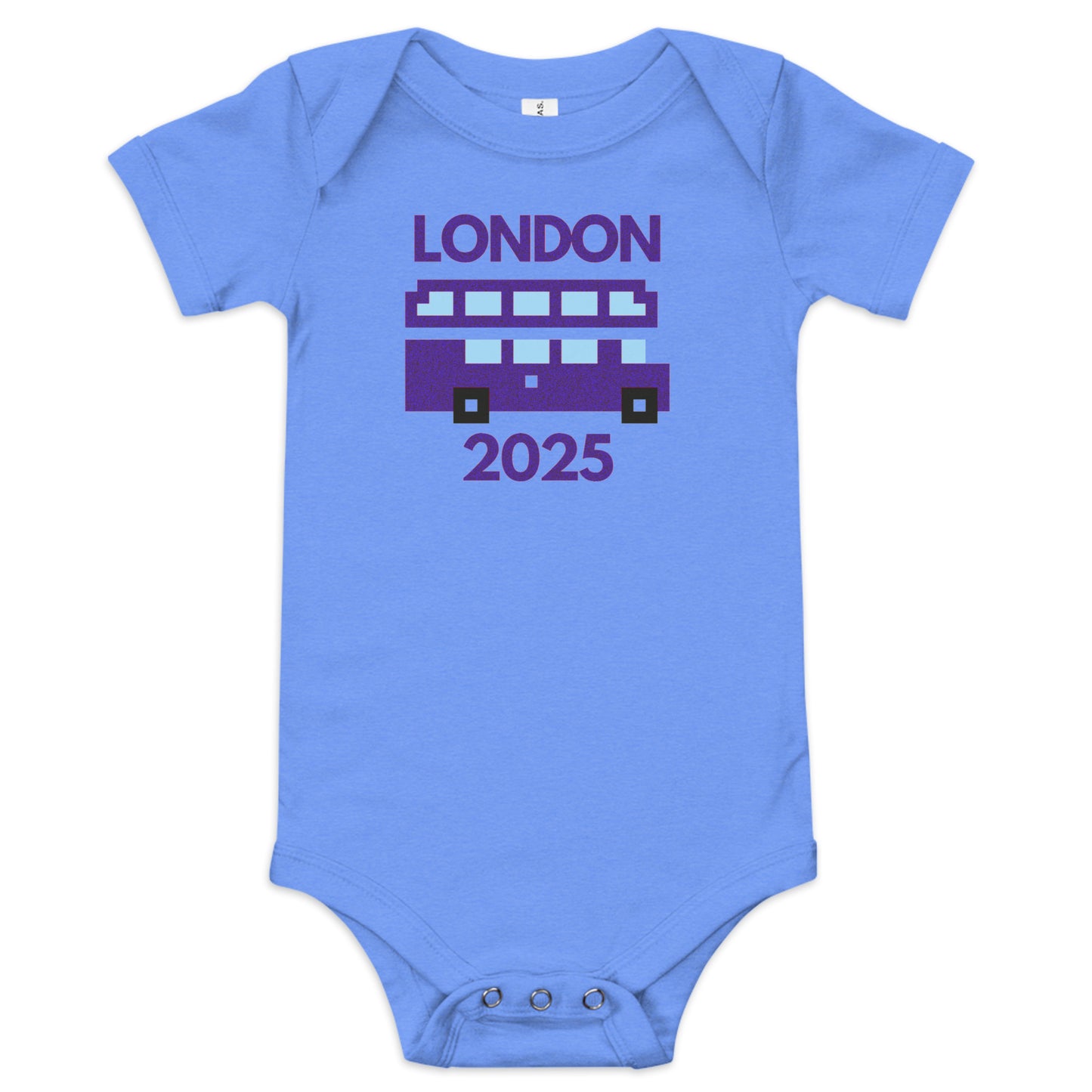 Purple Glitter London Bus Baby Onesie – Retro Double Decker UK Souvenir Bodysuit Heather Columbia Blue Babygrow