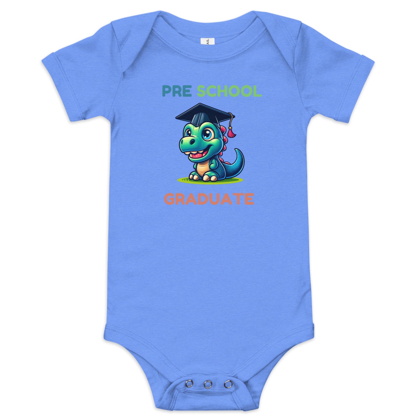 Pre School Graduate Baby short sleeve one piece Heather Columbia Blue Babygrow