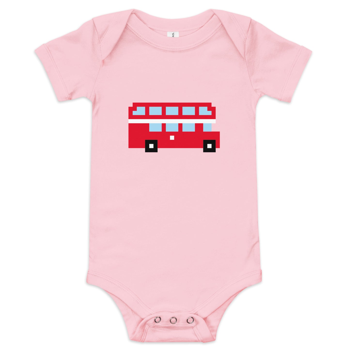 London Double Decker Red Bus - Baby short sleeve one piece Pink Babygrow