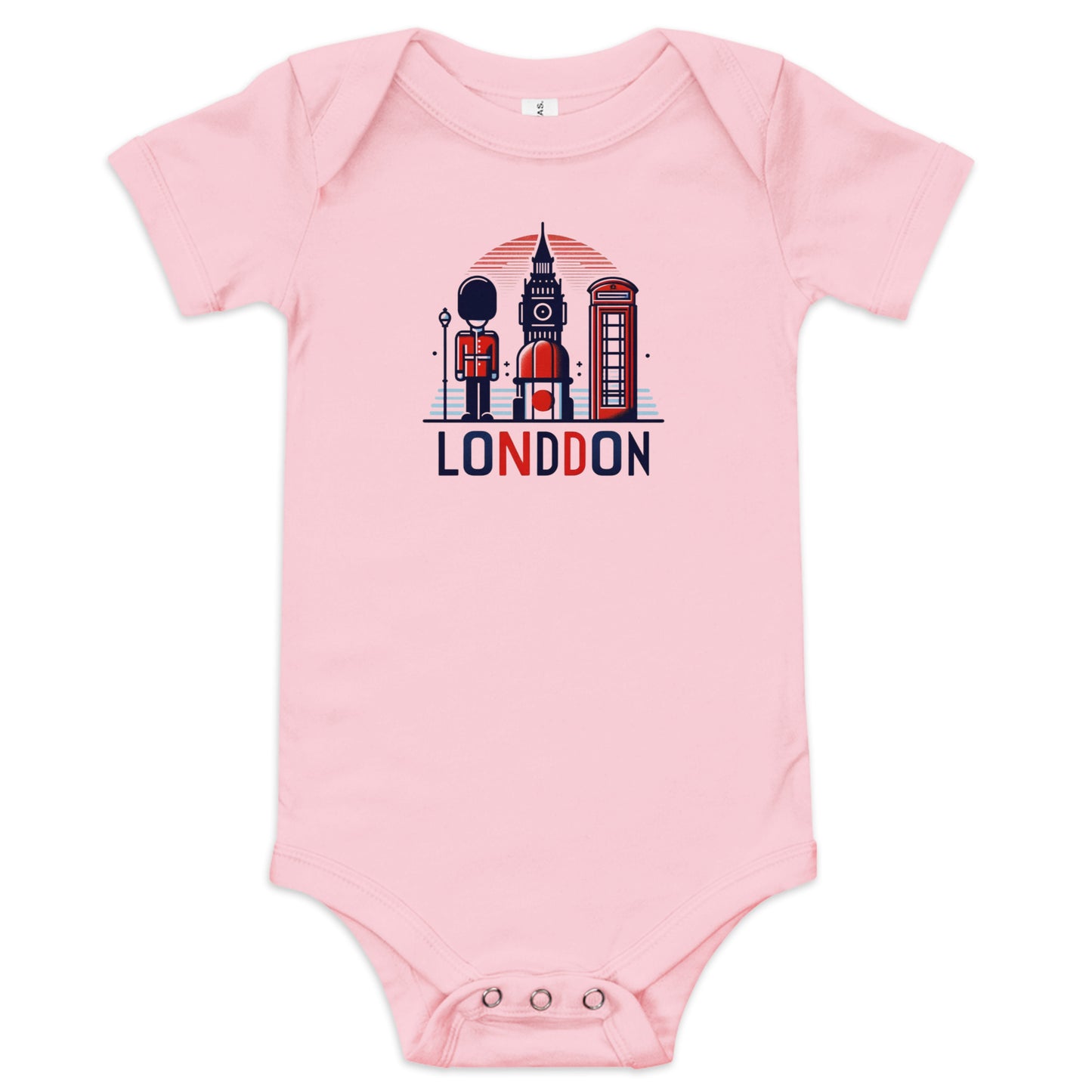 London Guard, Big Ben & Red Telephone Box Baby Onesie – Cute UK Souvenir Bodysuit Pink Babygrow