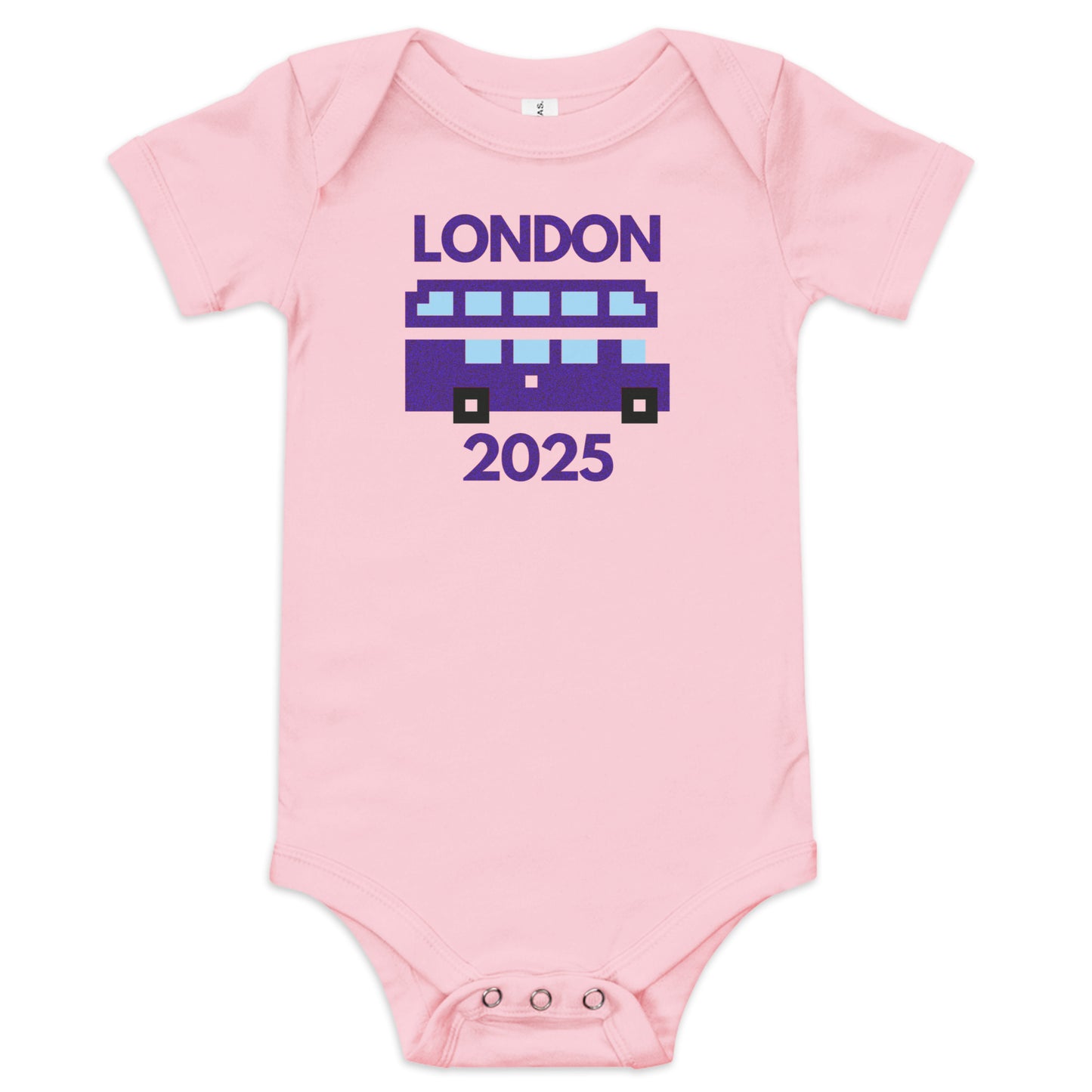 Purple Glitter London Bus Baby Onesie – Retro Double Decker UK Souvenir Bodysuit Pink Babygrow