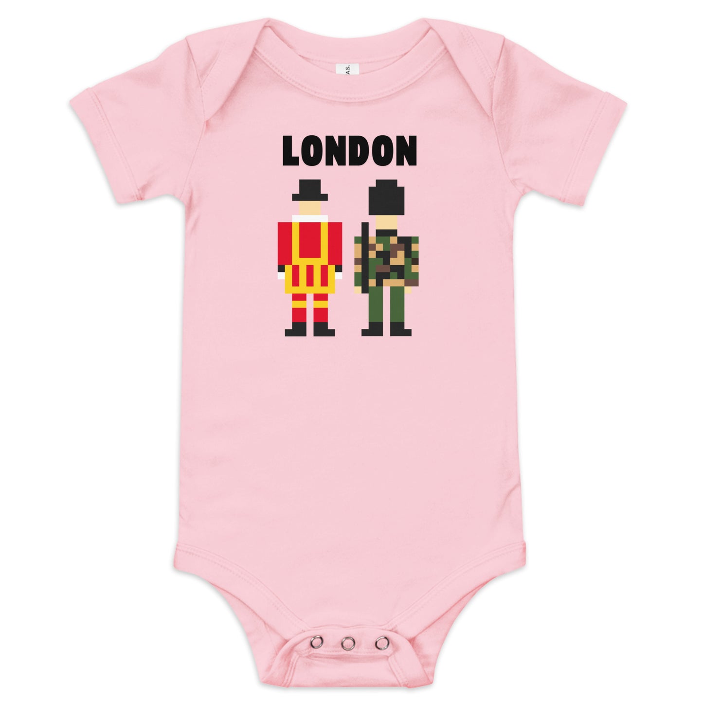 Royal Guard of London Baby Onesie – Attention Soldiers UK Souvenir Bodysuit Pink Babygrow