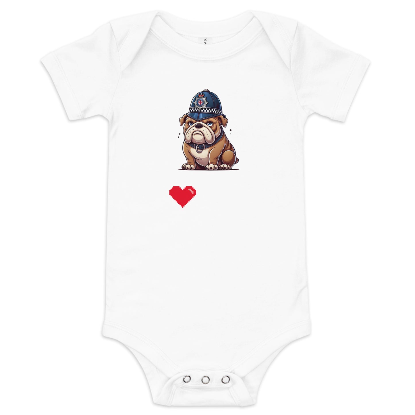 I Heart LDN - British Bulldog - Baby short sleeve one piece White Babygrow