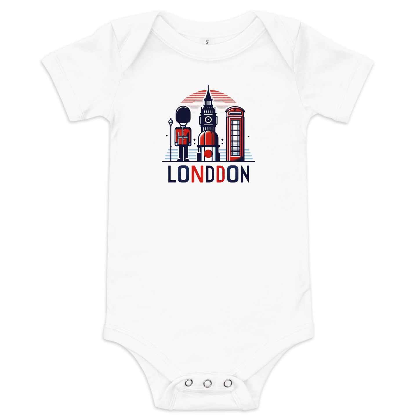 London Guard, Big Ben & Red Telephone Box Baby Onesie – Cute UK Souvenir Bodysuit White Babygrow