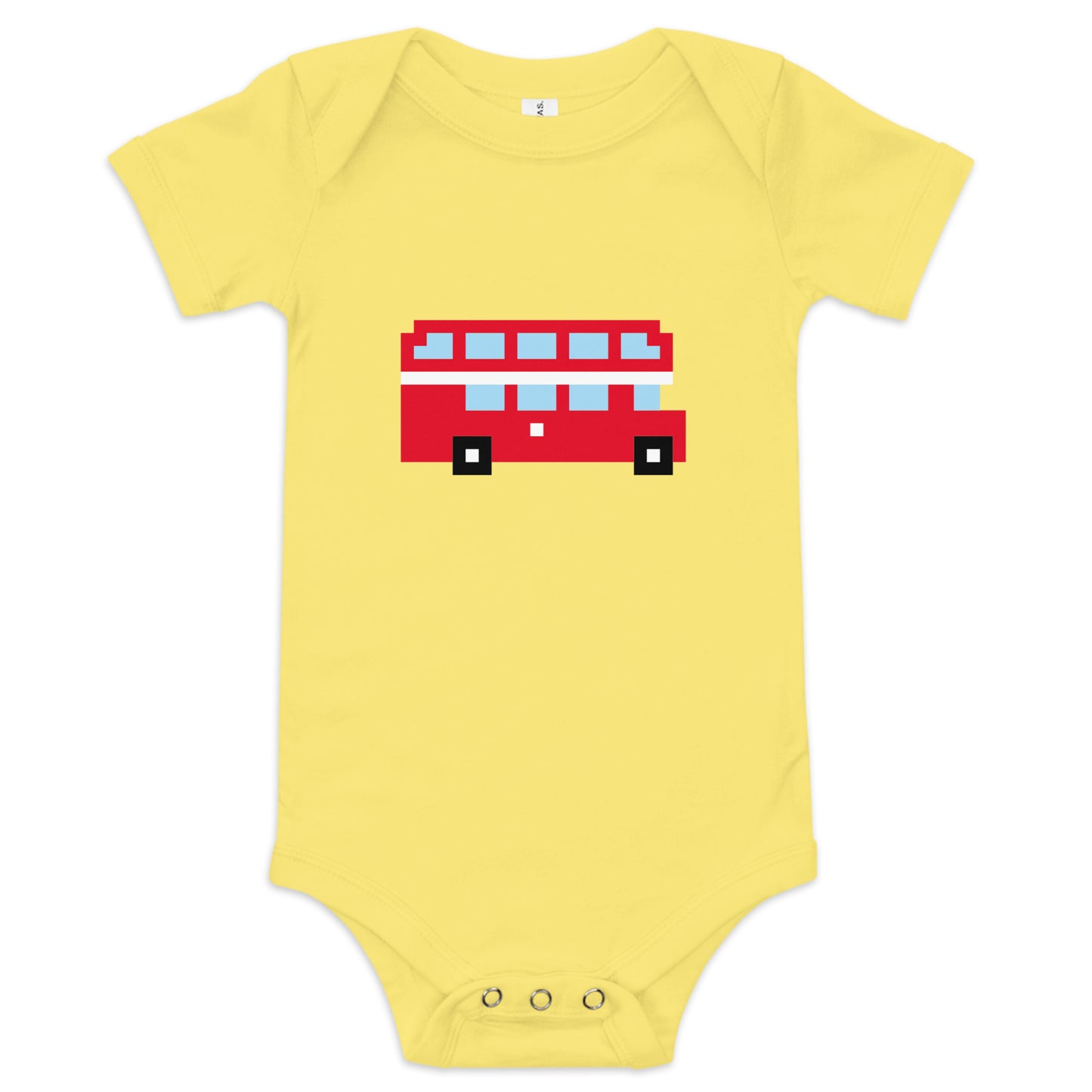 London Double Decker Red Bus - Baby short sleeve one piece Yellow Babygrow