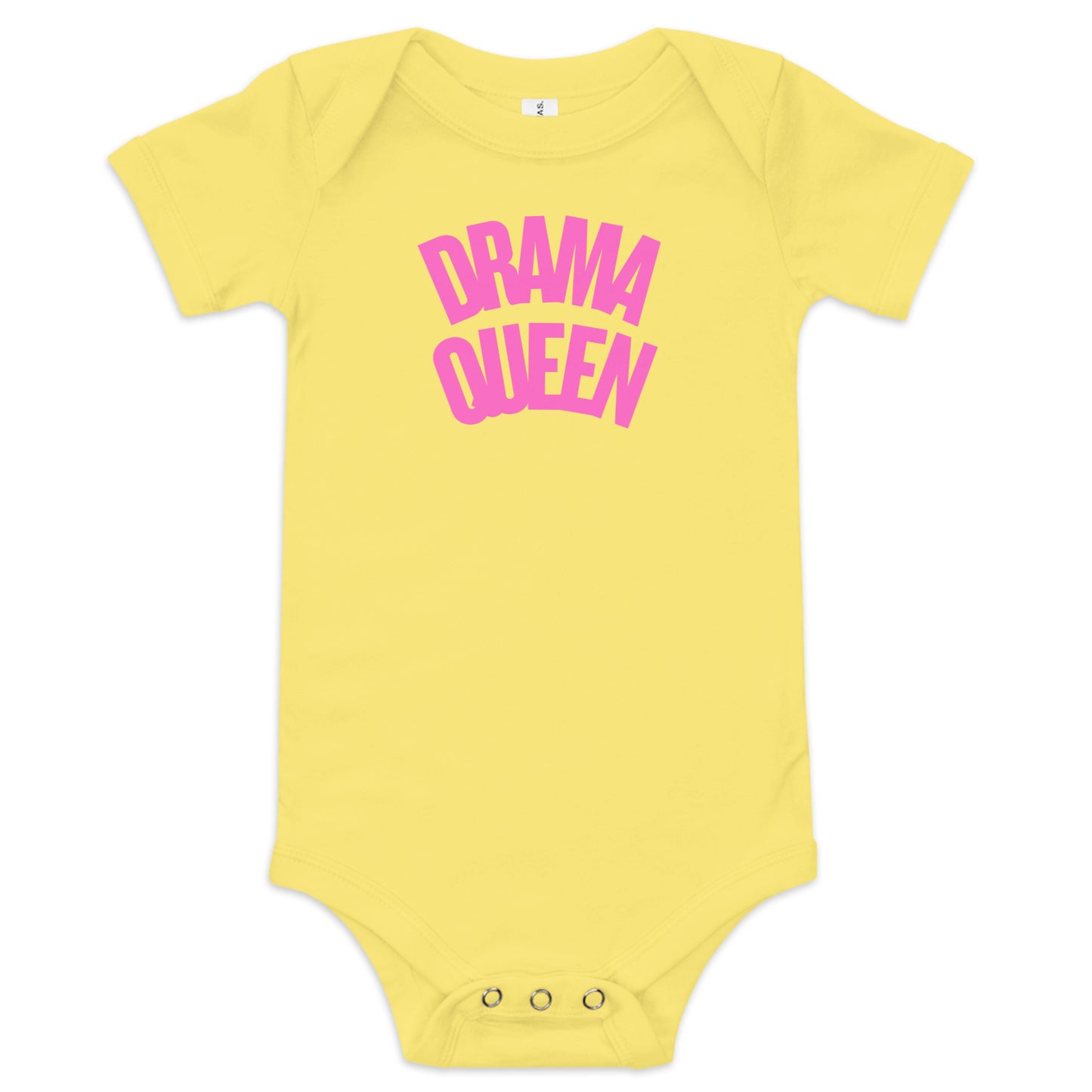 Funny pink text Drama Queen baby onesie, soft cotton bodysuit for girls.
