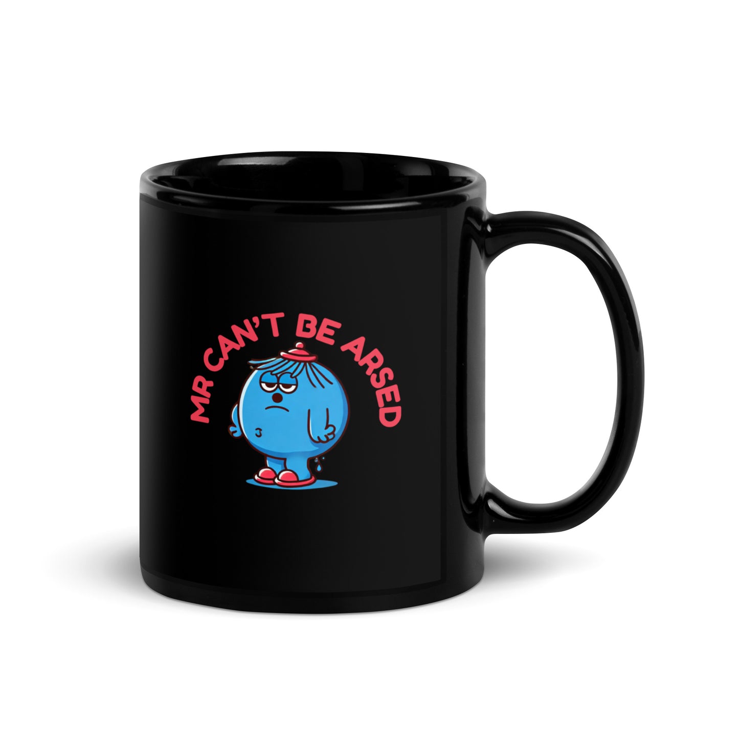 Mr Can’t Be Arsed Mug – Funny Black Glossy Coffee Cup for Lazy People