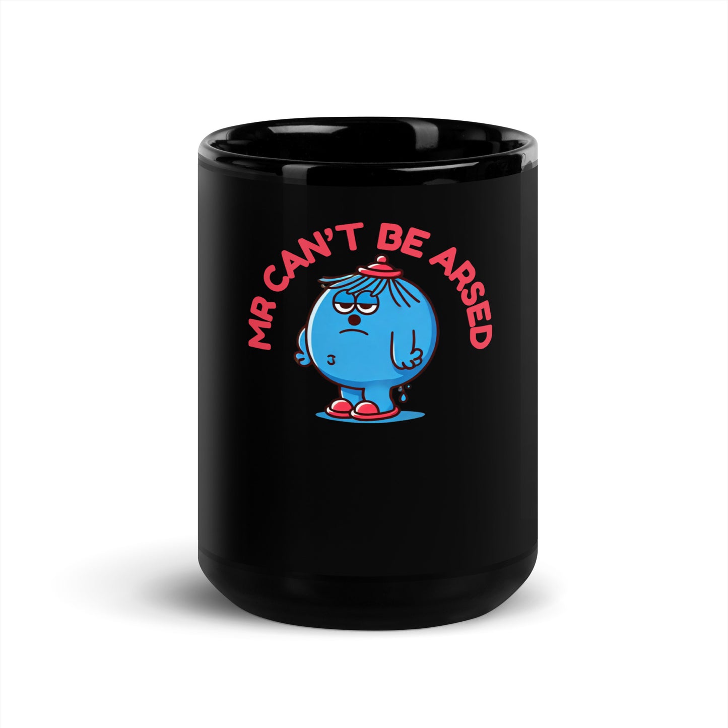 Mr Can’t Be Arsed Mug – Funny Black Glossy Coffee Cup for Lazy People