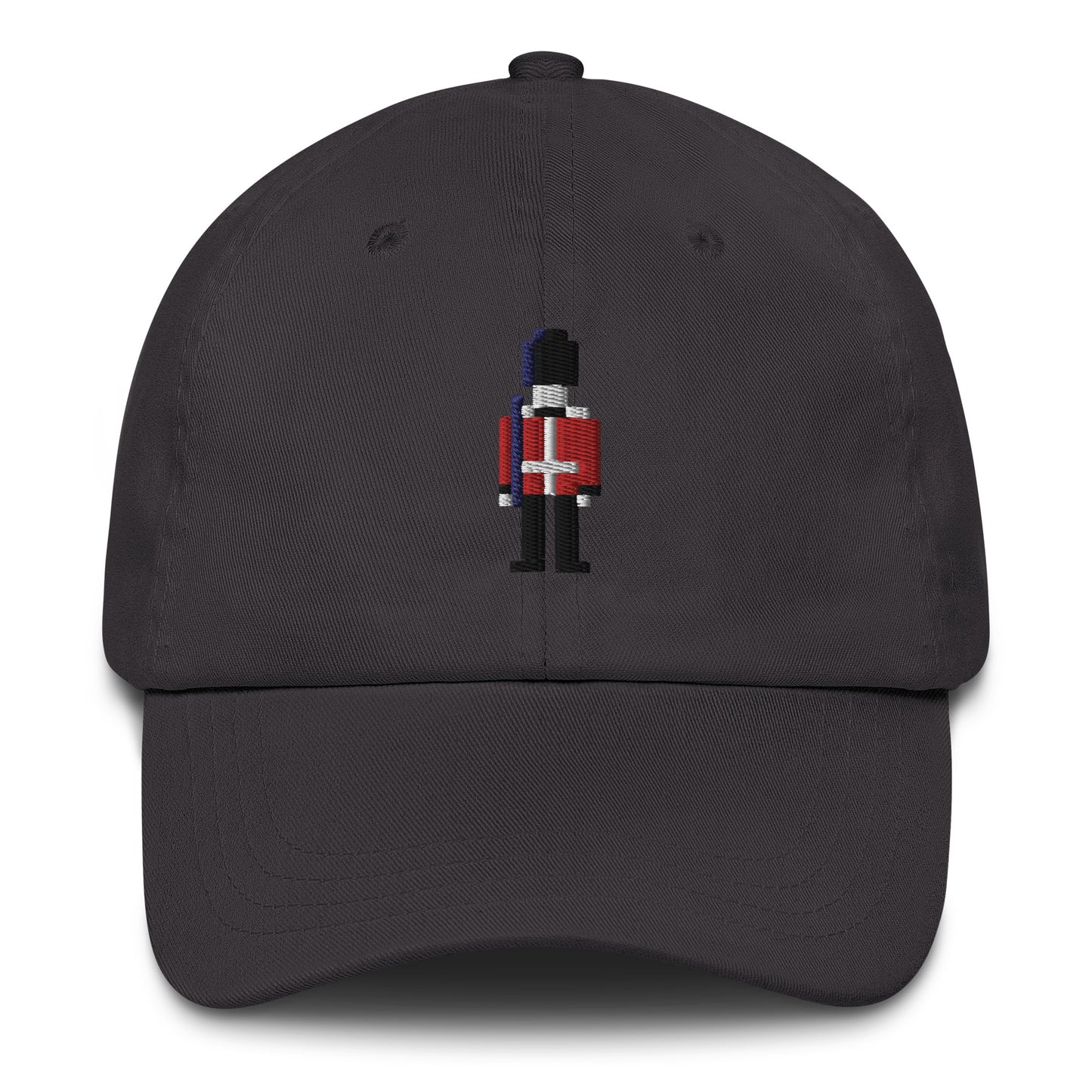 Embroidered British Royal Guard in Red, Black & White Uniform - Pixel art design baseball cap