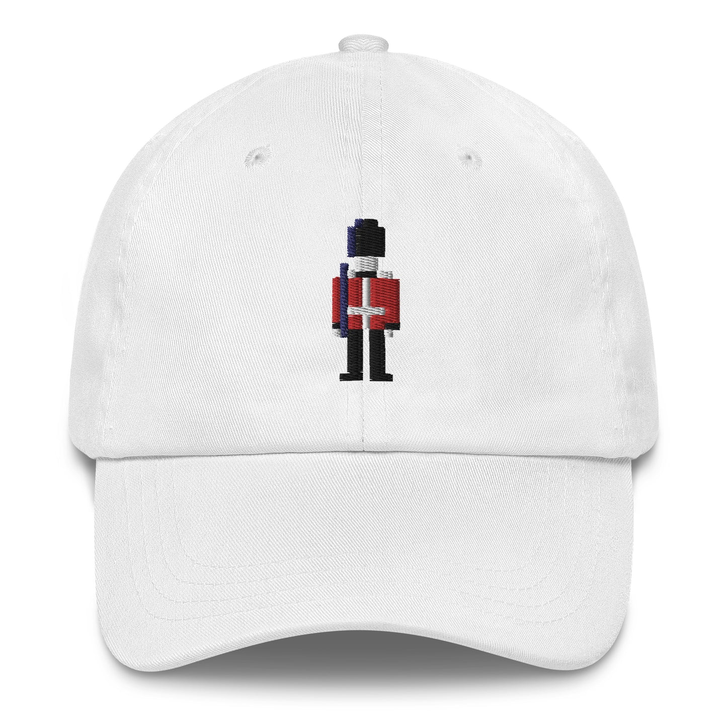 Embroidered British Royal Guard in Red, Black & White Uniform - Pixel art design baseball cap