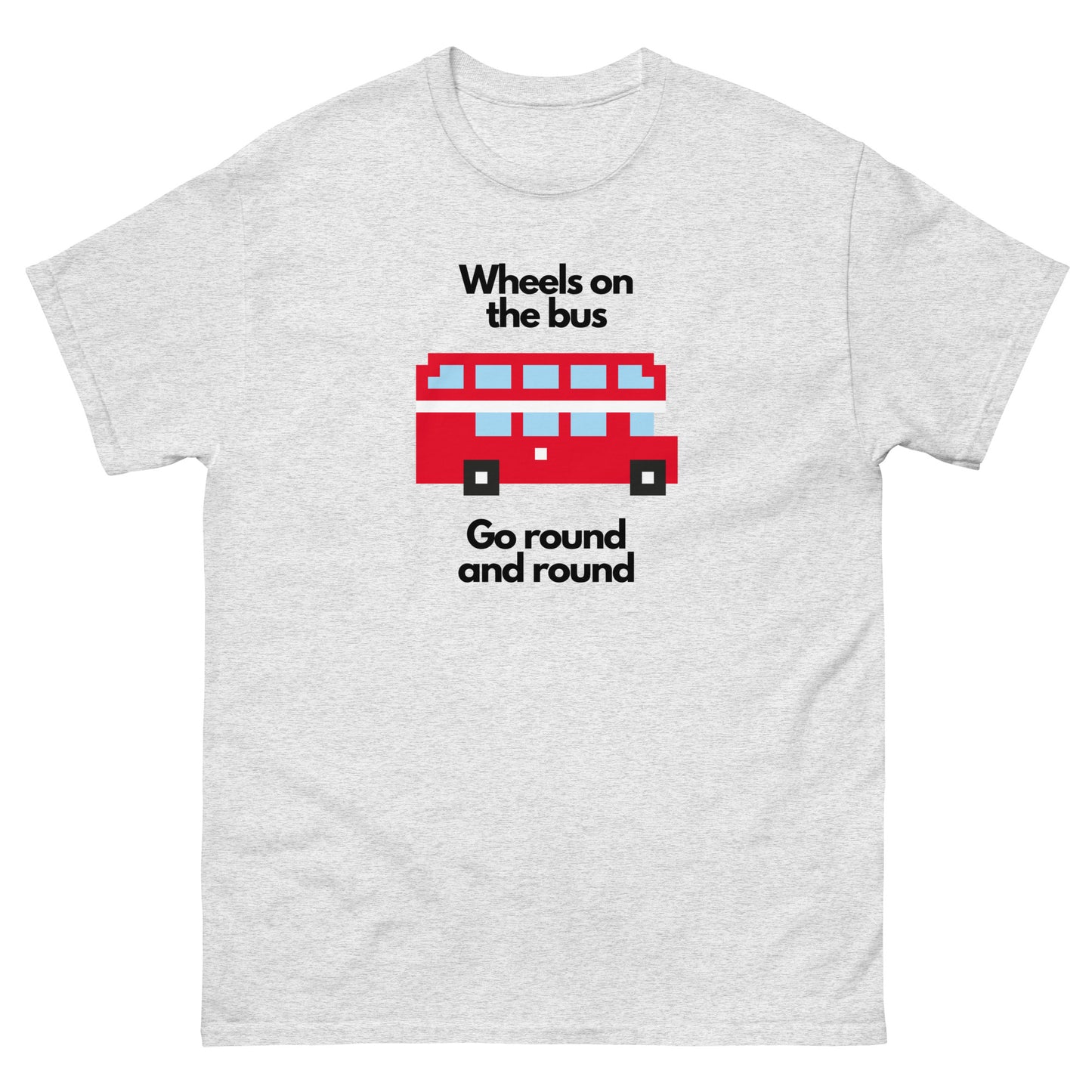 A fun pixelated design t-shirt featuring a classic yellow school bus inspired by the popular children’s song “The Wheels on the Bus.” Perfect for teachers, parents, kids, and nostalgia lovers. A great gift for school bus drivers and fans of retro pixel art.