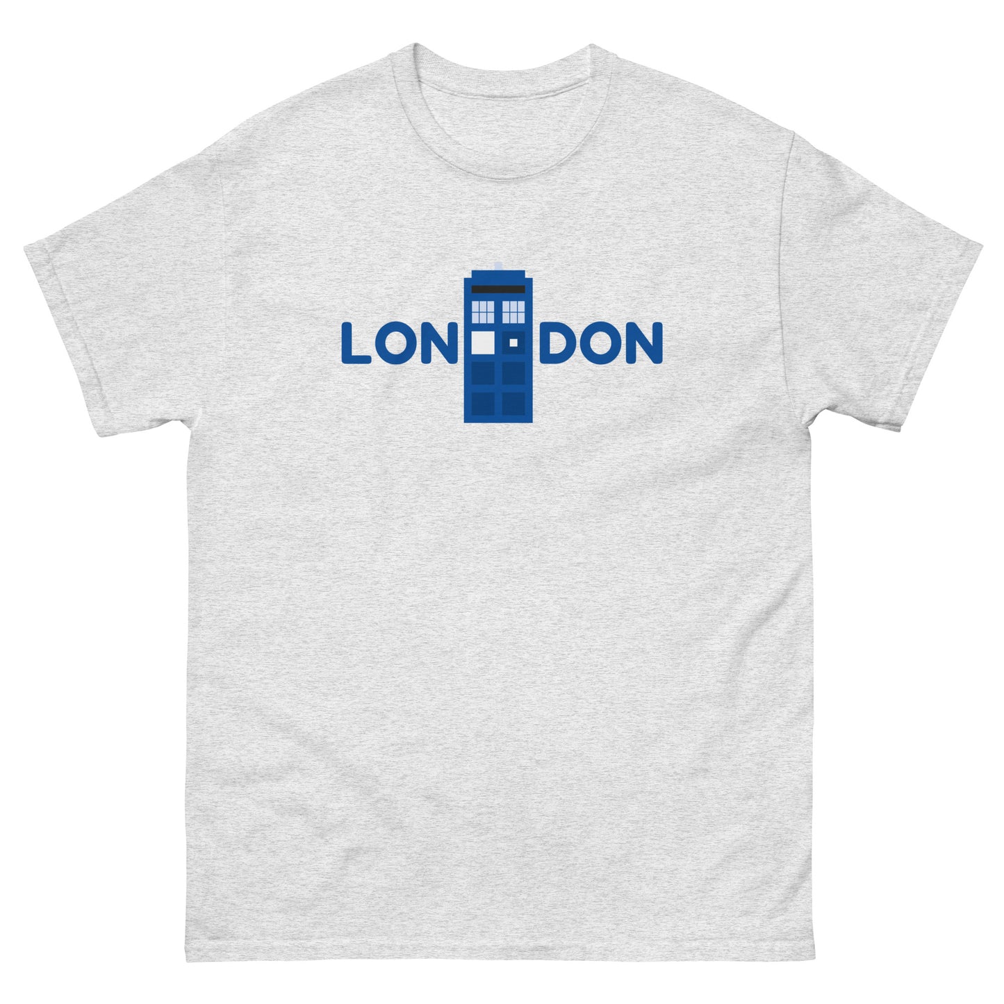 Retro London Blue Police Box T-Shirt – Vintage British Icon Tee for Sci-Fi Fans Ash t-shirt