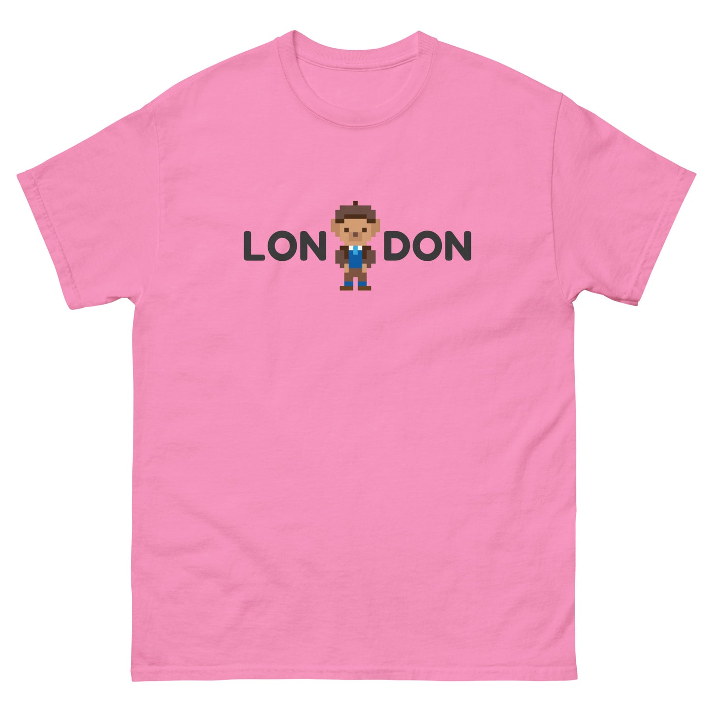 A stylish classic t-shirt featuring a smart teddy bear integrated within the word “London.” Perfect for UK tourists, London lovers, and British culture fans. A great souvenir or gift for travelers, teddy bear collectors, and city explorers.