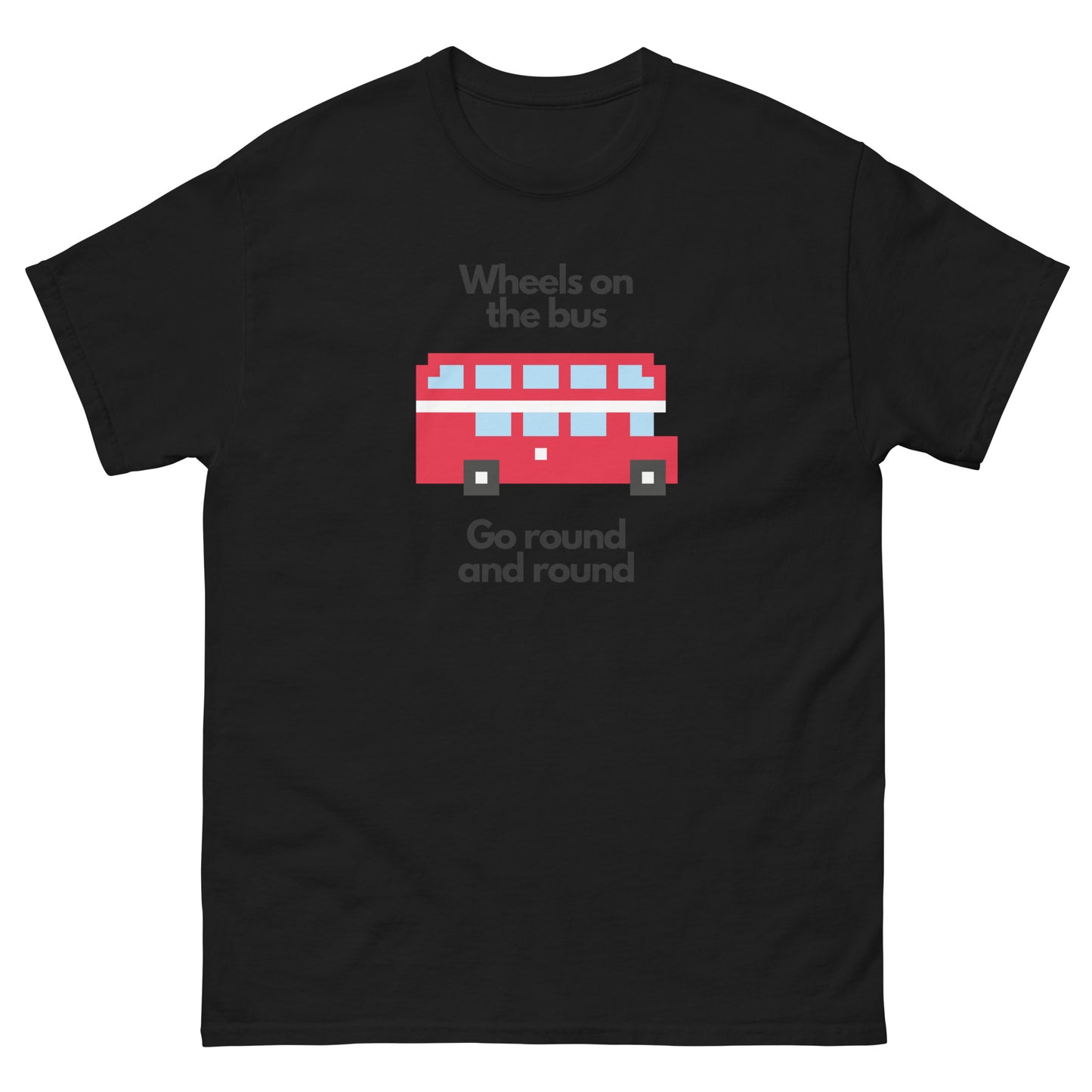 A fun pixelated design t-shirt featuring a classic yellow school bus inspired by the popular children’s song “The Wheels on the Bus.” Perfect for teachers, parents, kids, and nostalgia lovers. A great gift for school bus drivers and fans of retro pixel art.