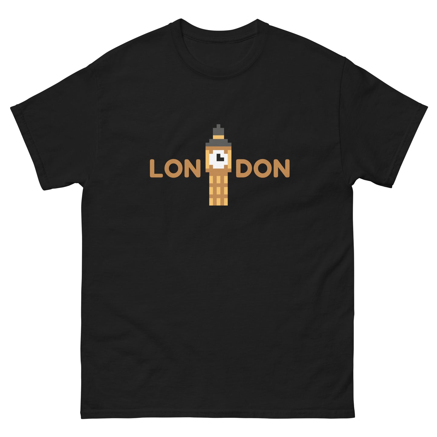 Pixelated Big Ben Inside The Word London - t-shirt Black t-shirt