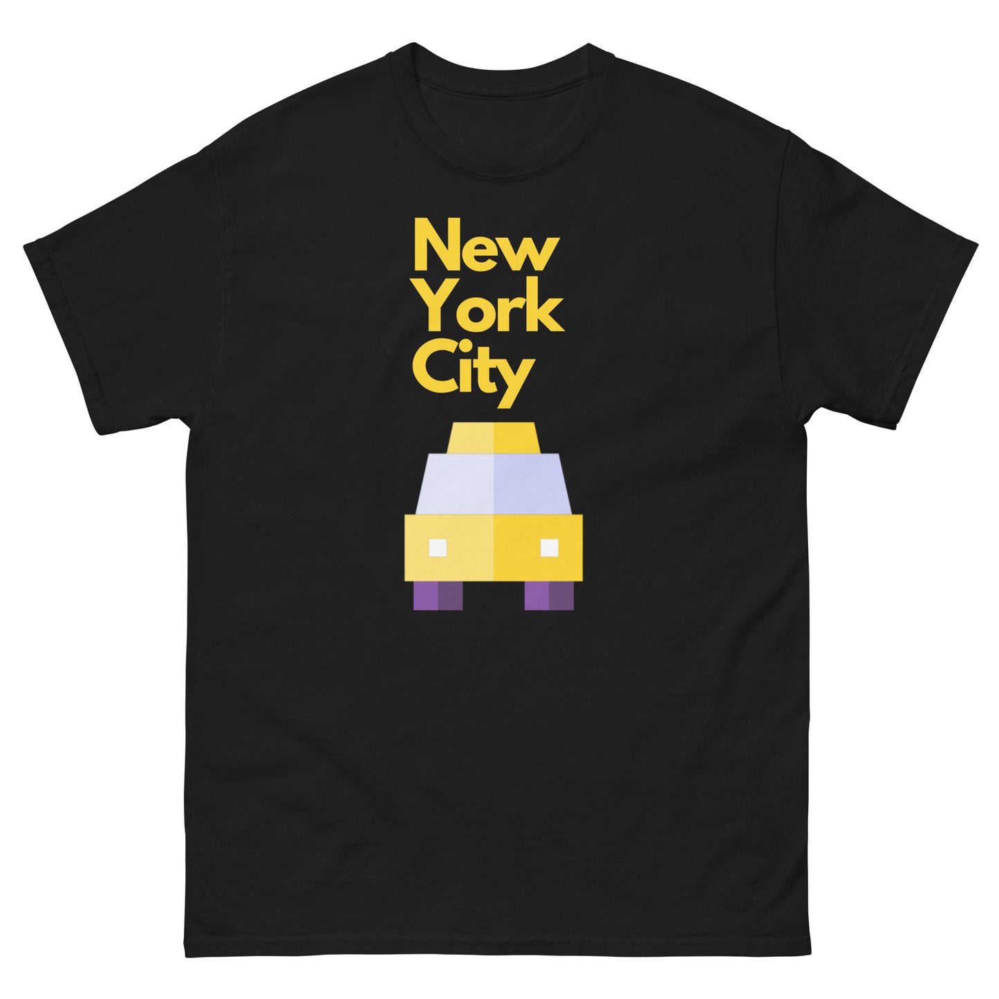 New York City Pixel Art T-Shirt – Yellow Taxi NYC Skyline Graphic Tee Black Sweatshirt