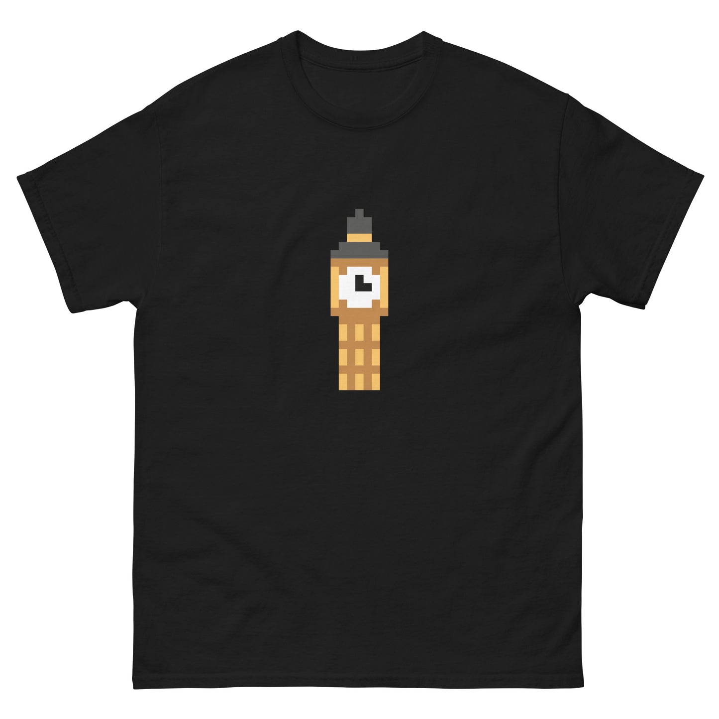 Big Ben Pixel Art T-Shirt – London Elizabeth Tower Graphic Tee for UK Fans & Tourists Black t-shirt