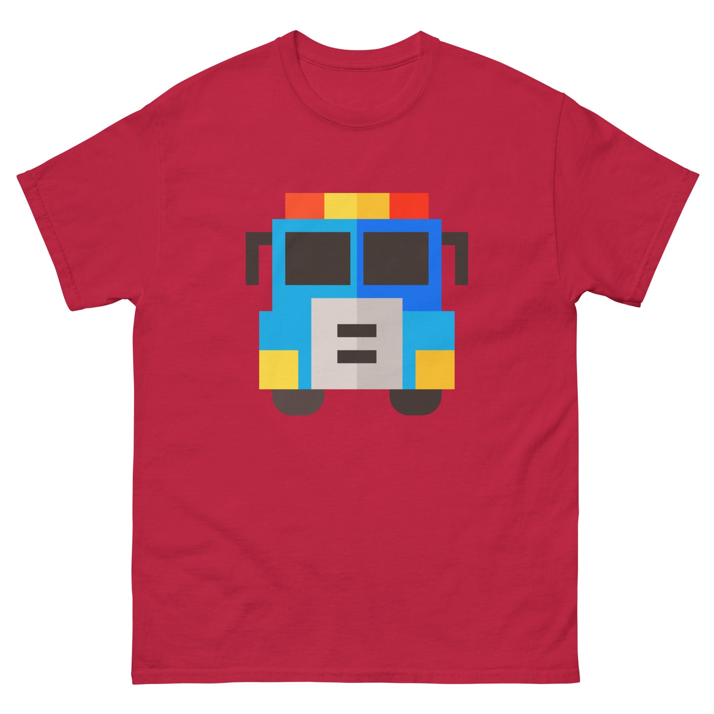 American Fire Truck Pixel Art T-Shirt - USA Firefighter Classic Tee for Fire Rescue Fans Cardinal t-shirt