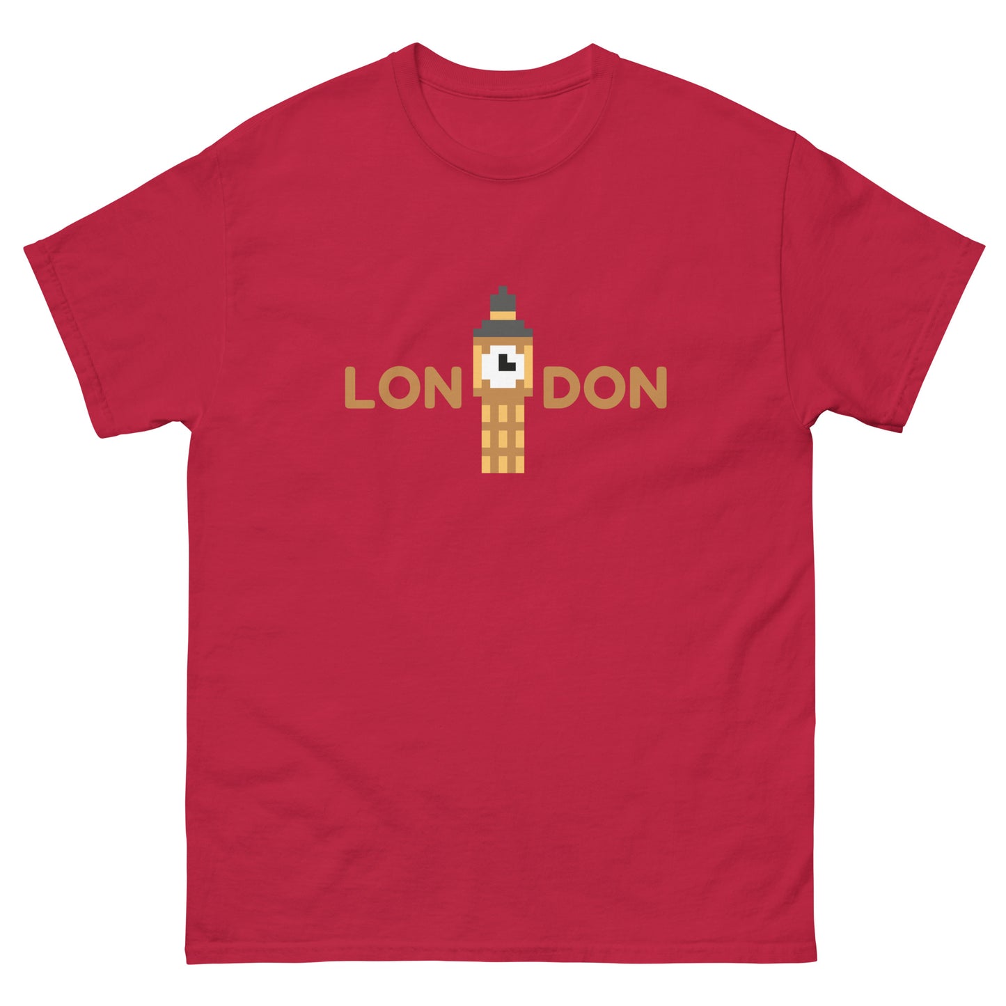 Pixelated Big Ben Inside The Word London - t-shirt Cardinal t-shirt