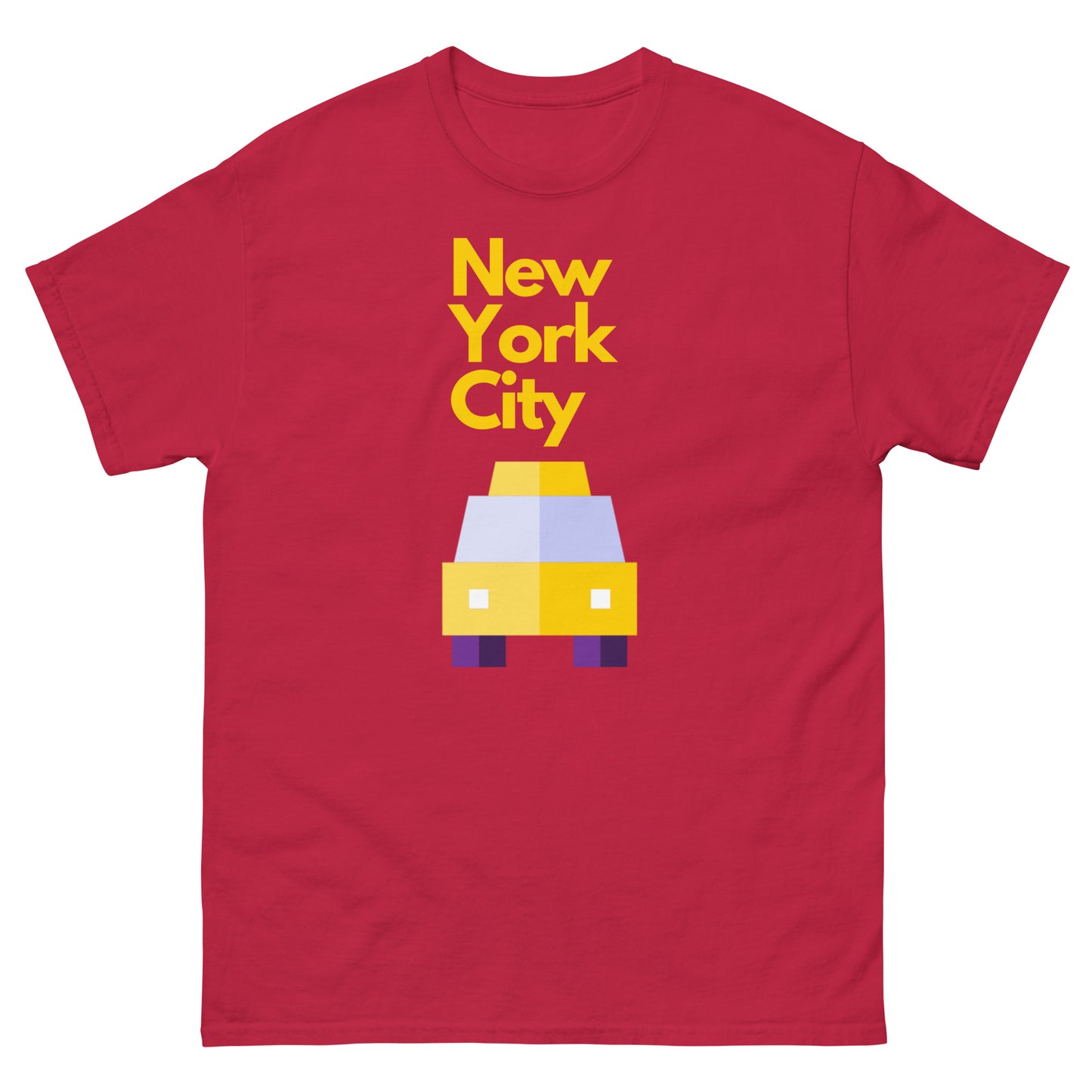 New York City Pixel Art T-Shirt – Yellow Taxi NYC Skyline Graphic Tee Cardinal Sweatshirt