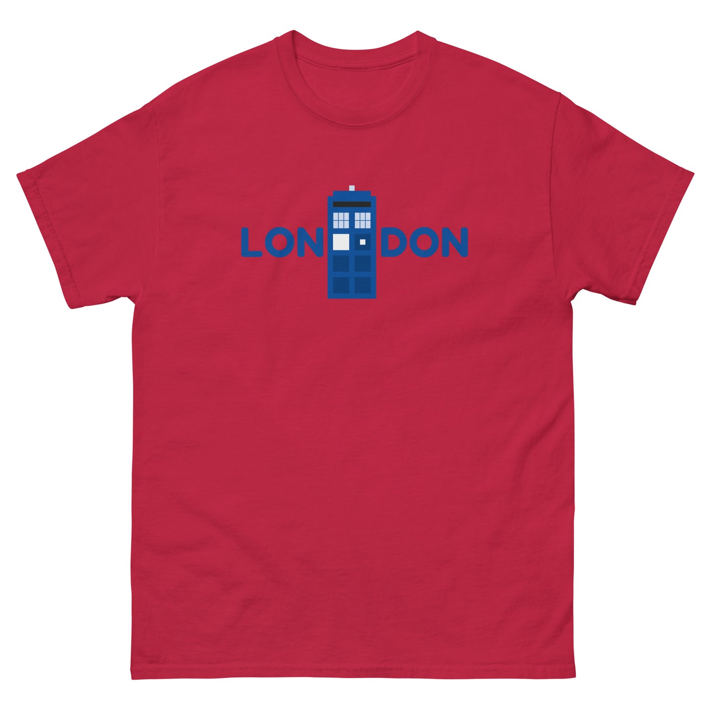 Retro London Blue Police Box T-Shirt – Vintage British Icon Tee for Sci-Fi Fans Cardinal t-shirt