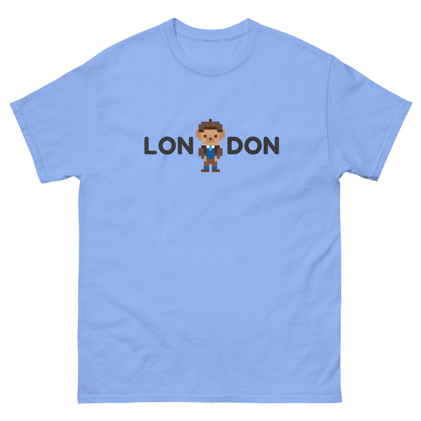 A stylish classic t-shirt featuring a smart teddy bear integrated within the word “London.” Perfect for UK tourists, London lovers, and British culture fans. A great souvenir or gift for travelers, teddy bear collectors, and city explorers.