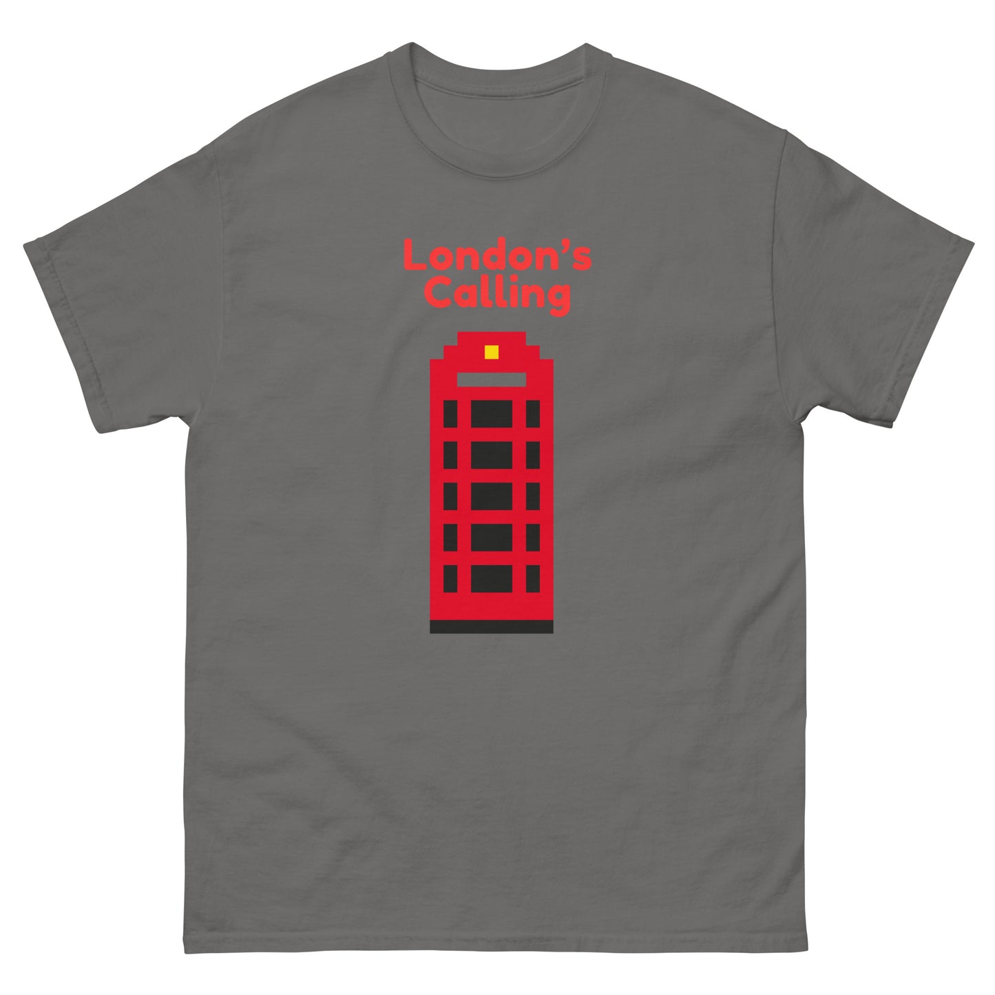 London’s Calling Pixelated Telephone Box - Men's classic tee Charcoal t-shirt