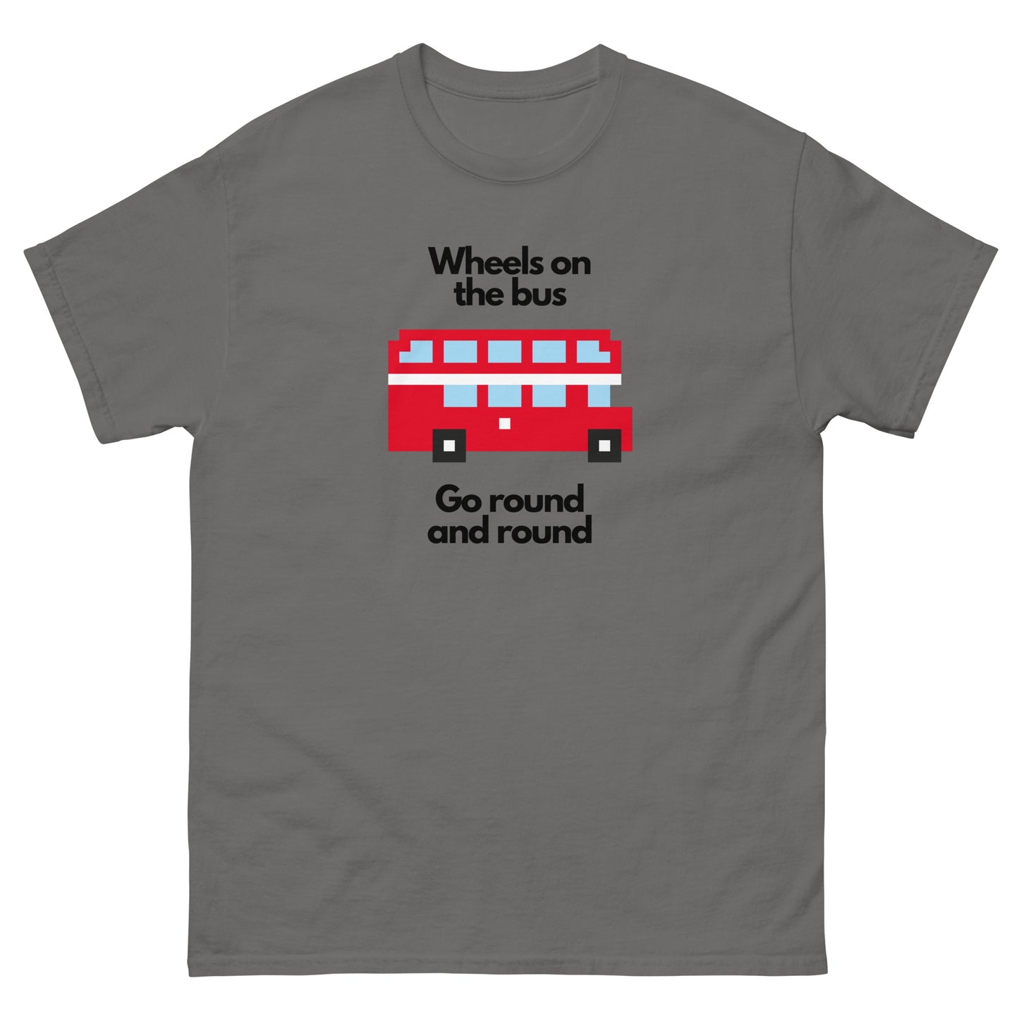 A fun pixelated design t-shirt featuring a classic yellow school bus inspired by the popular children’s song “The Wheels on the Bus.” Perfect for teachers, parents, kids, and nostalgia lovers. A great gift for school bus drivers and fans of retro pixel art.