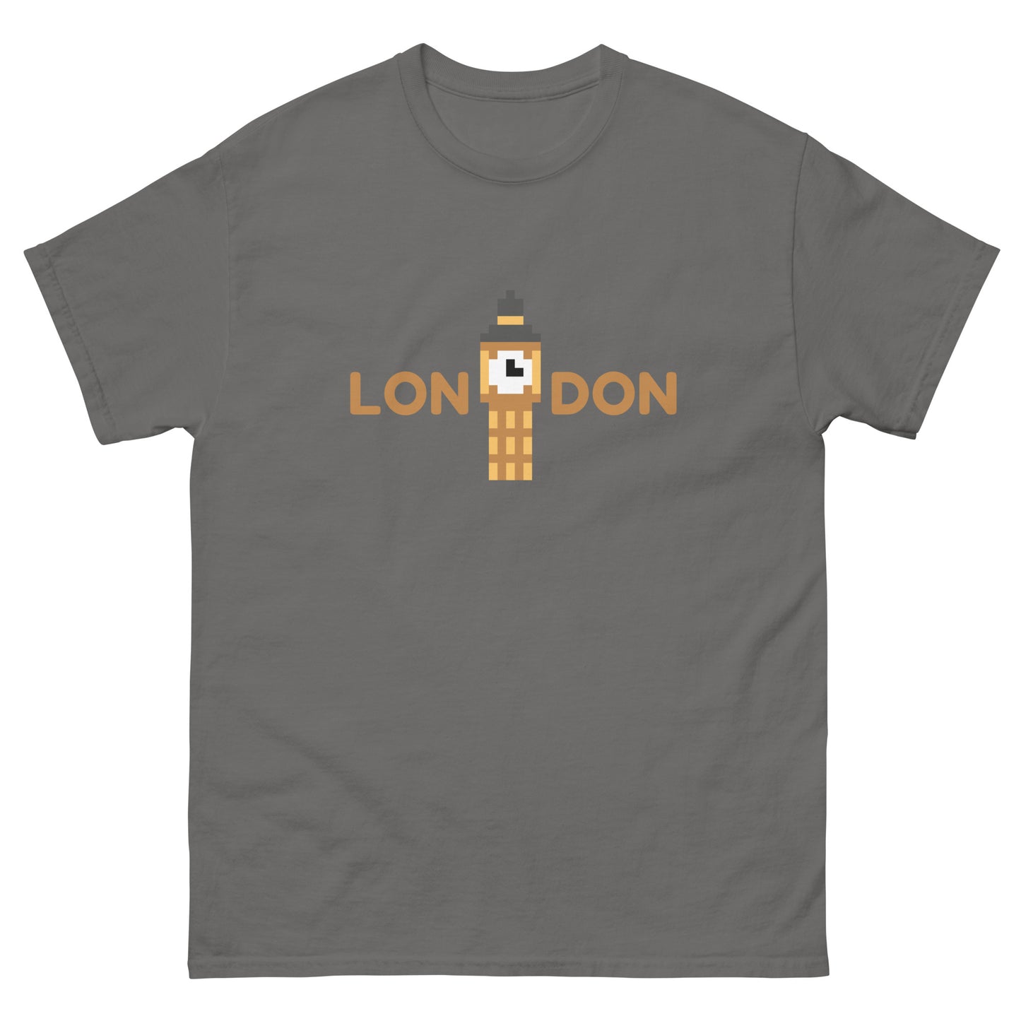 Pixelated Big Ben Inside The Word London - t-shirt Charcoal t-shirt
