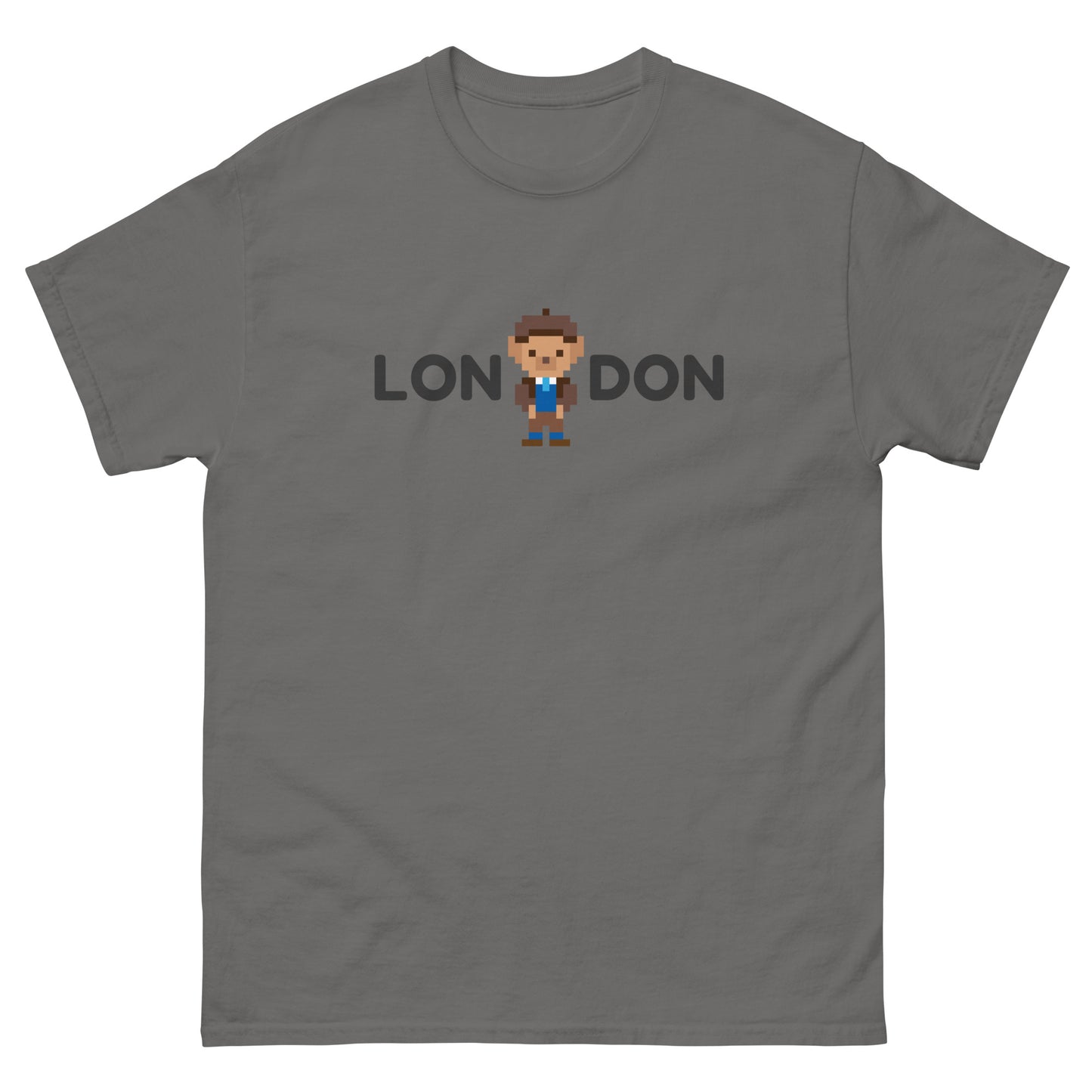 A stylish classic t-shirt featuring a smart teddy bear integrated within the word “London.” Perfect for UK tourists, London lovers, and British culture fans. A great souvenir or gift for travelers, teddy bear collectors, and city explorers.