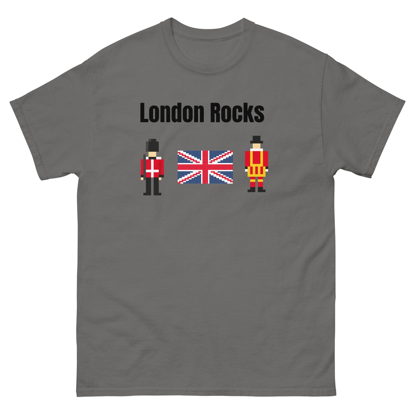London Rocks T-Shirt – British Royal Guard Graphic Tee for UK Fans & Tourists Charcoal t-shirt