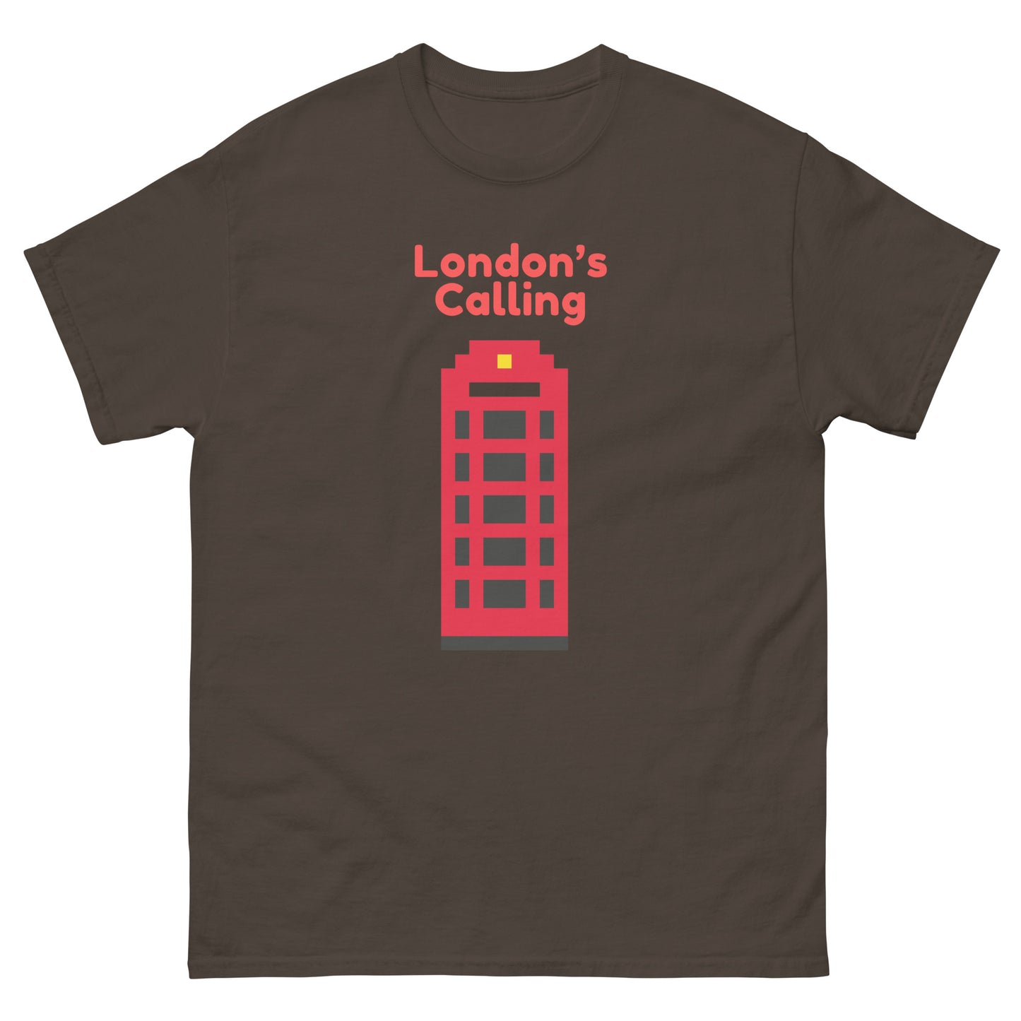 London’s Calling Pixelated Telephone Box - Men's classic tee Dark Chocolate t-shirt