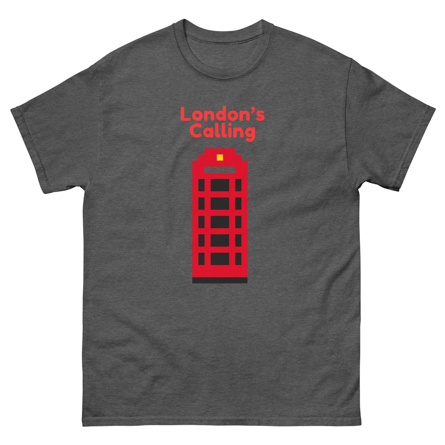 London’s Calling Pixelated Telephone Box - Men's classic tee Dark Heather t-shirt
