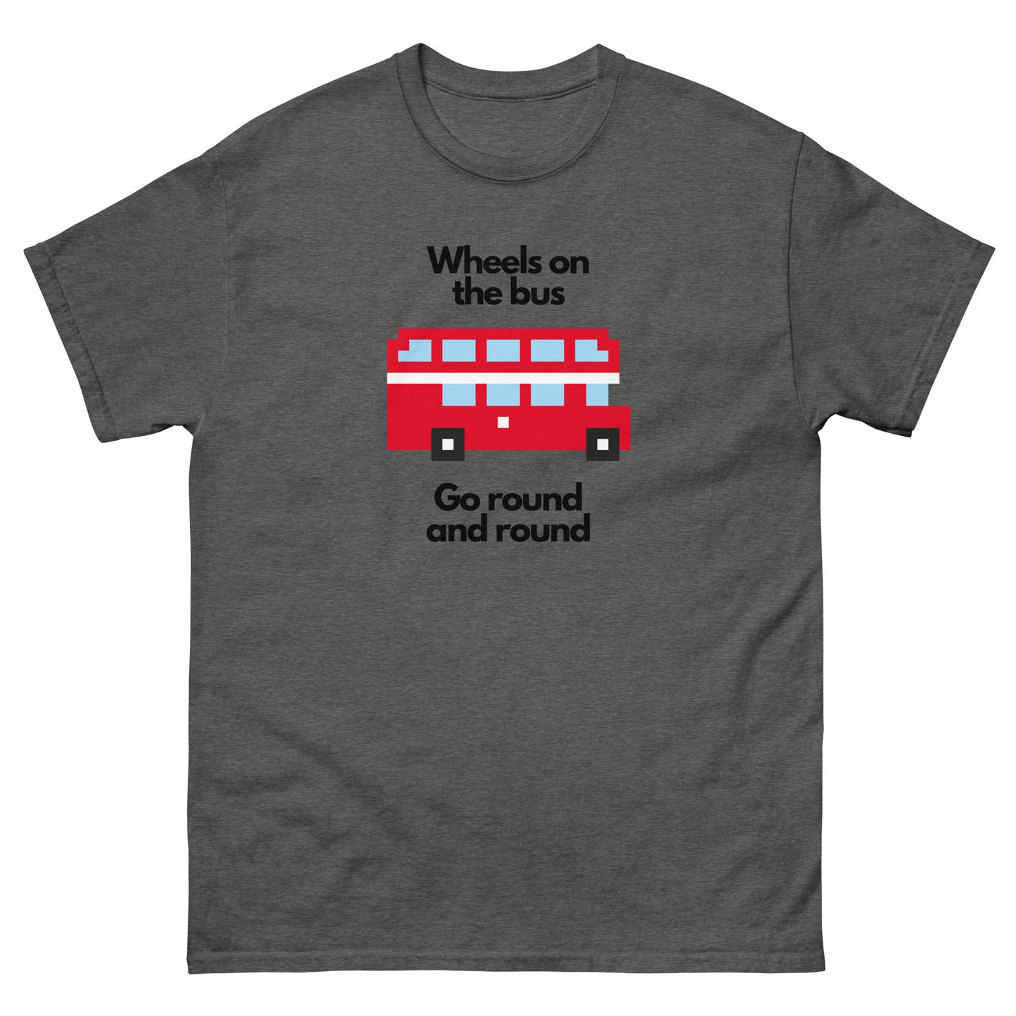 A fun pixelated design t-shirt featuring a classic yellow school bus inspired by the popular children’s song “The Wheels on the Bus.” Perfect for teachers, parents, kids, and nostalgia lovers. A great gift for school bus drivers and fans of retro pixel art.