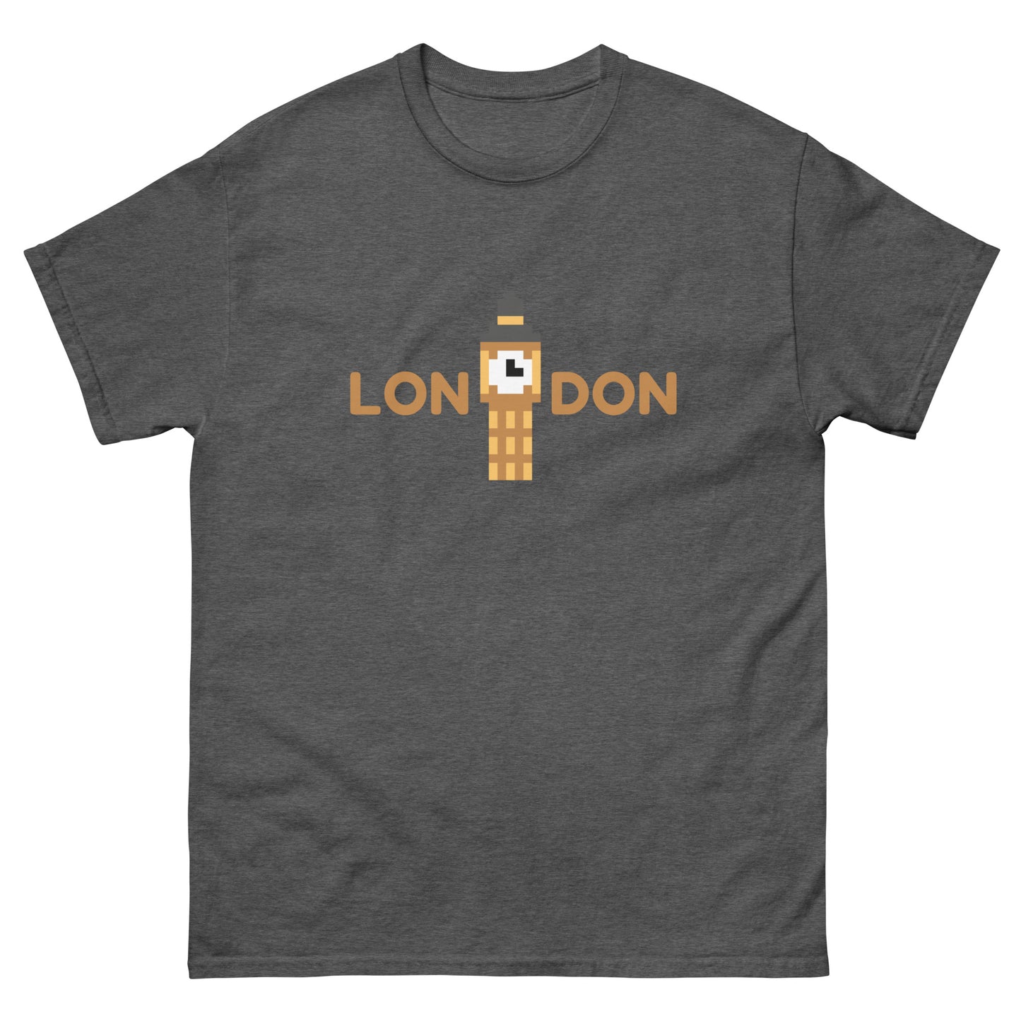 Pixelated Big Ben Inside The Word London - t-shirt Dark Heather t-shirt