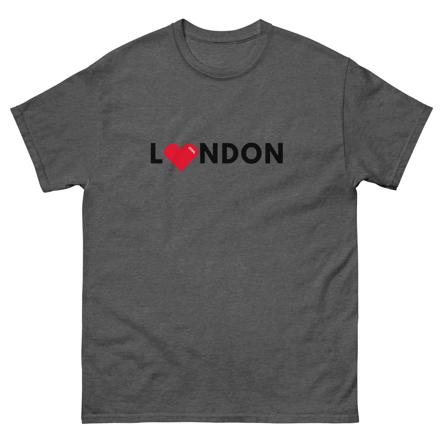 I Love London Pixelated Heart - classic tee Dark Heather t-shirt