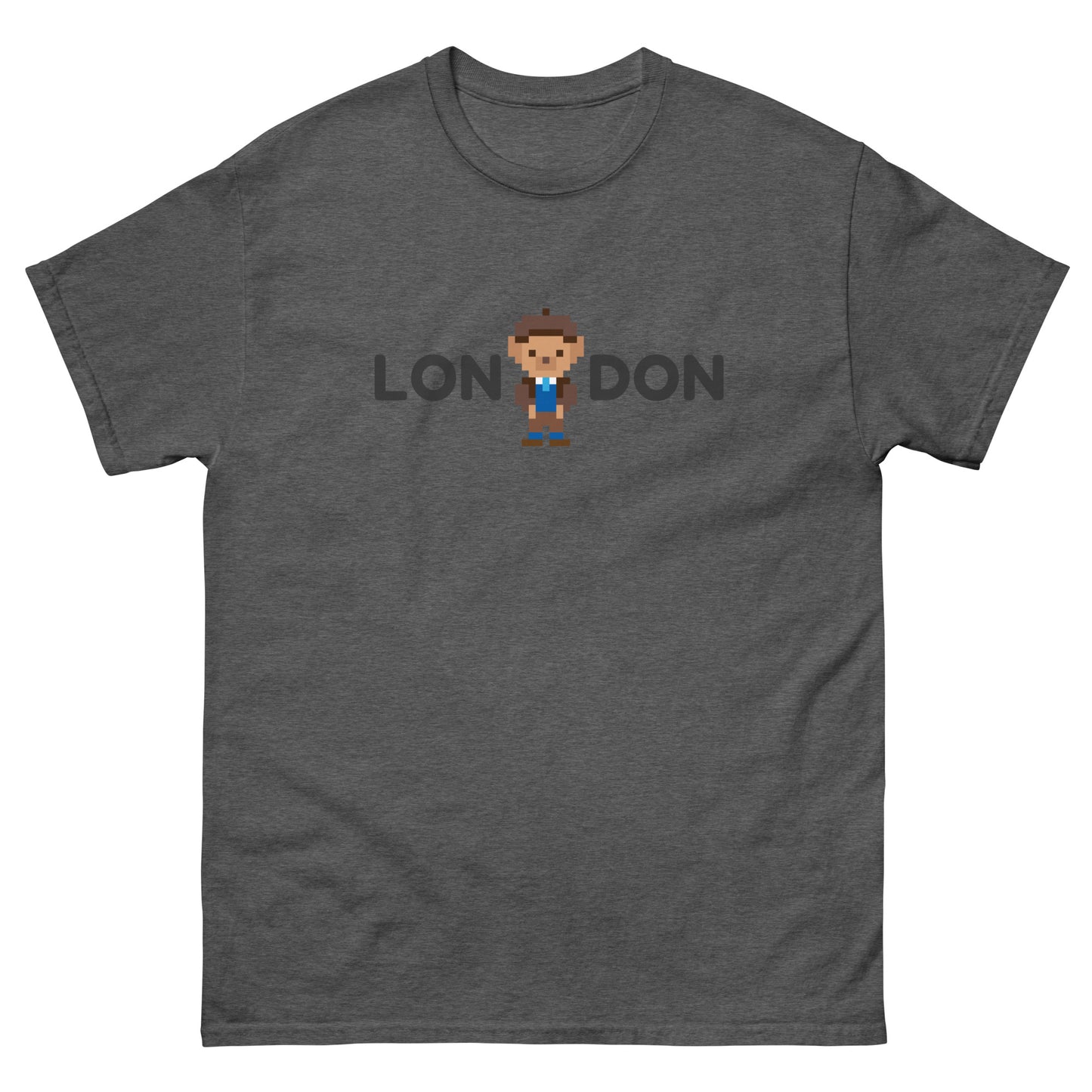 A stylish classic t-shirt featuring a smart teddy bear integrated within the word “London.” Perfect for UK tourists, London lovers, and British culture fans. A great souvenir or gift for travelers, teddy bear collectors, and city explorers.
